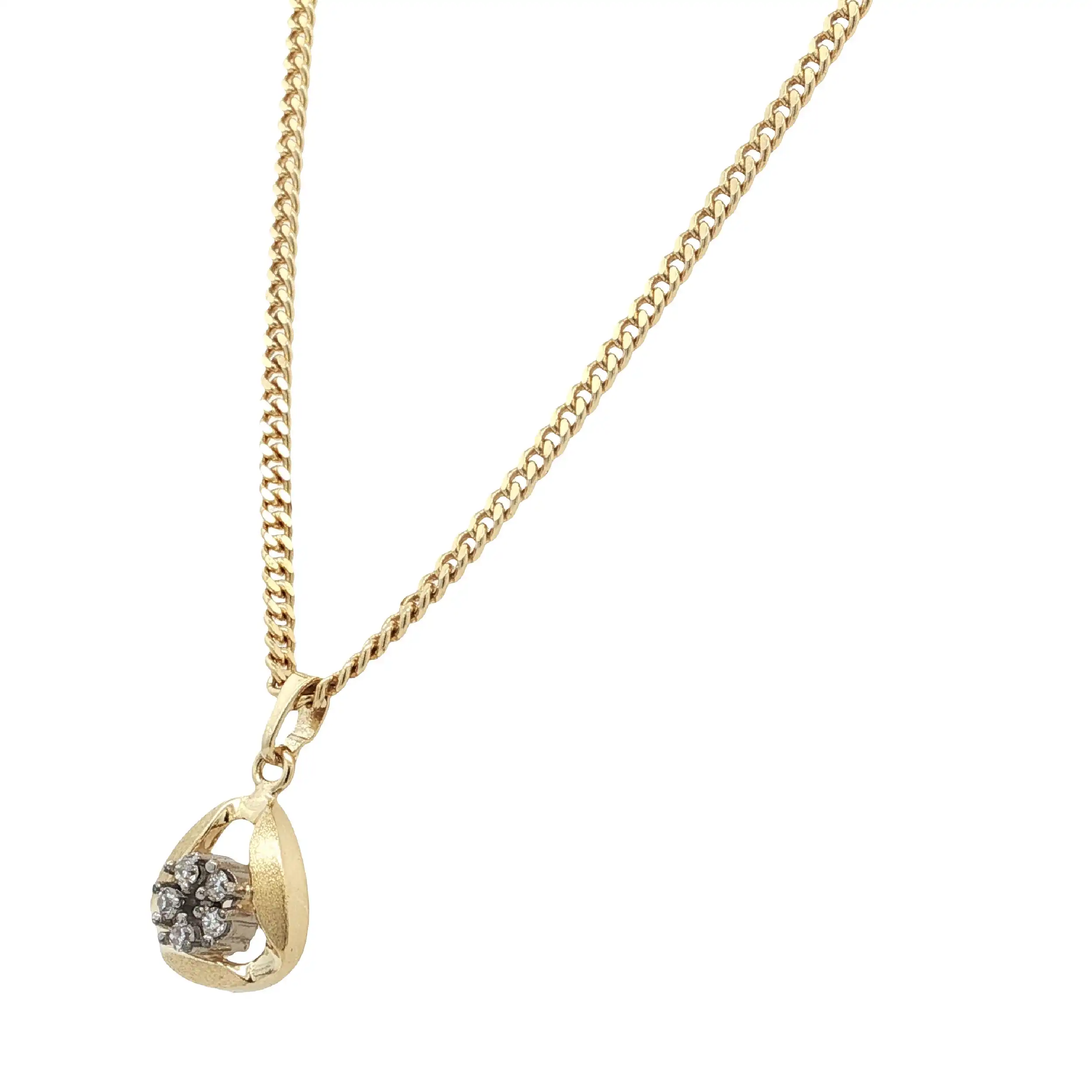 Panzerkette Gelbgold mit Anhänger & Diamanten