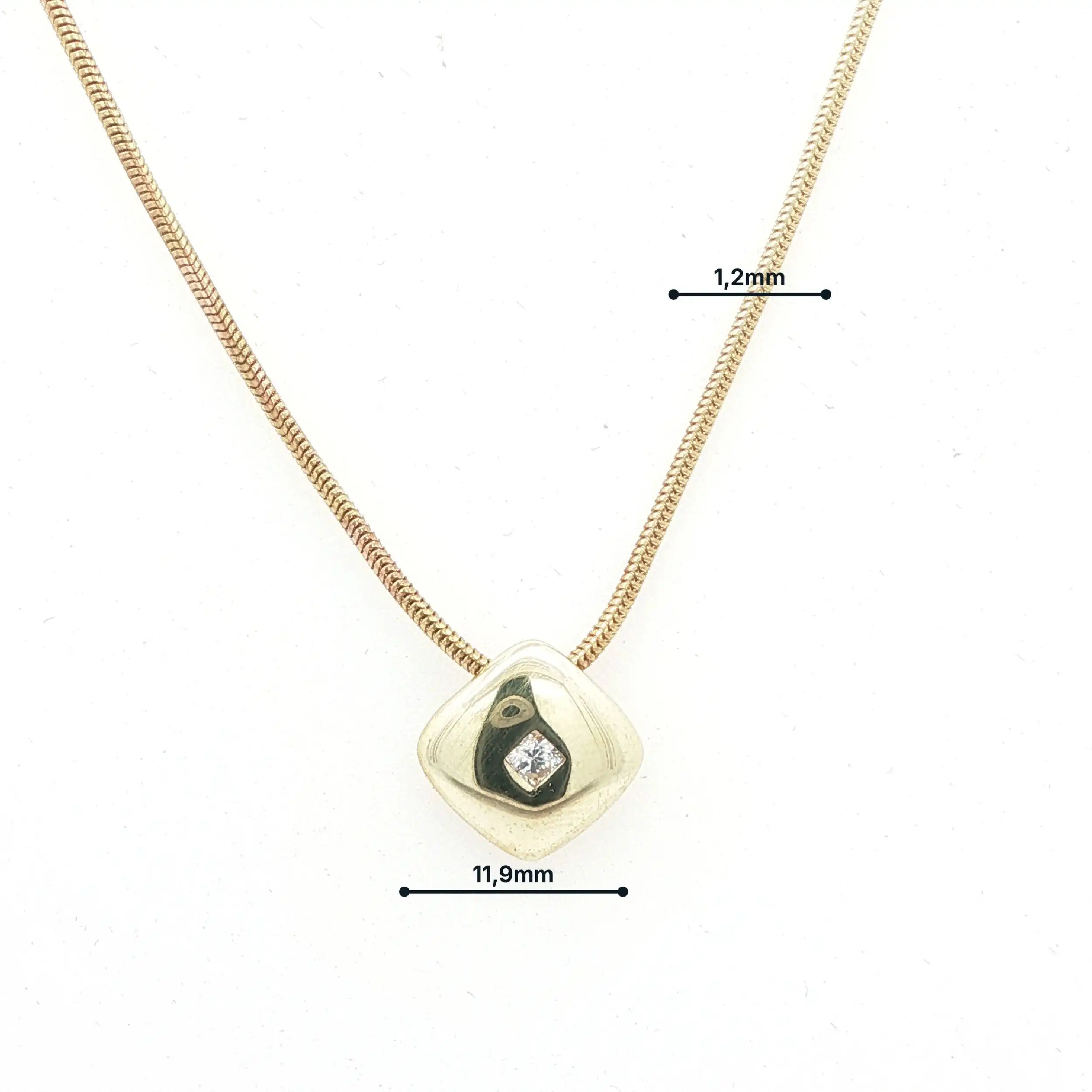 Schlangenkette Gelbgold mit Anhänger Zirkonia