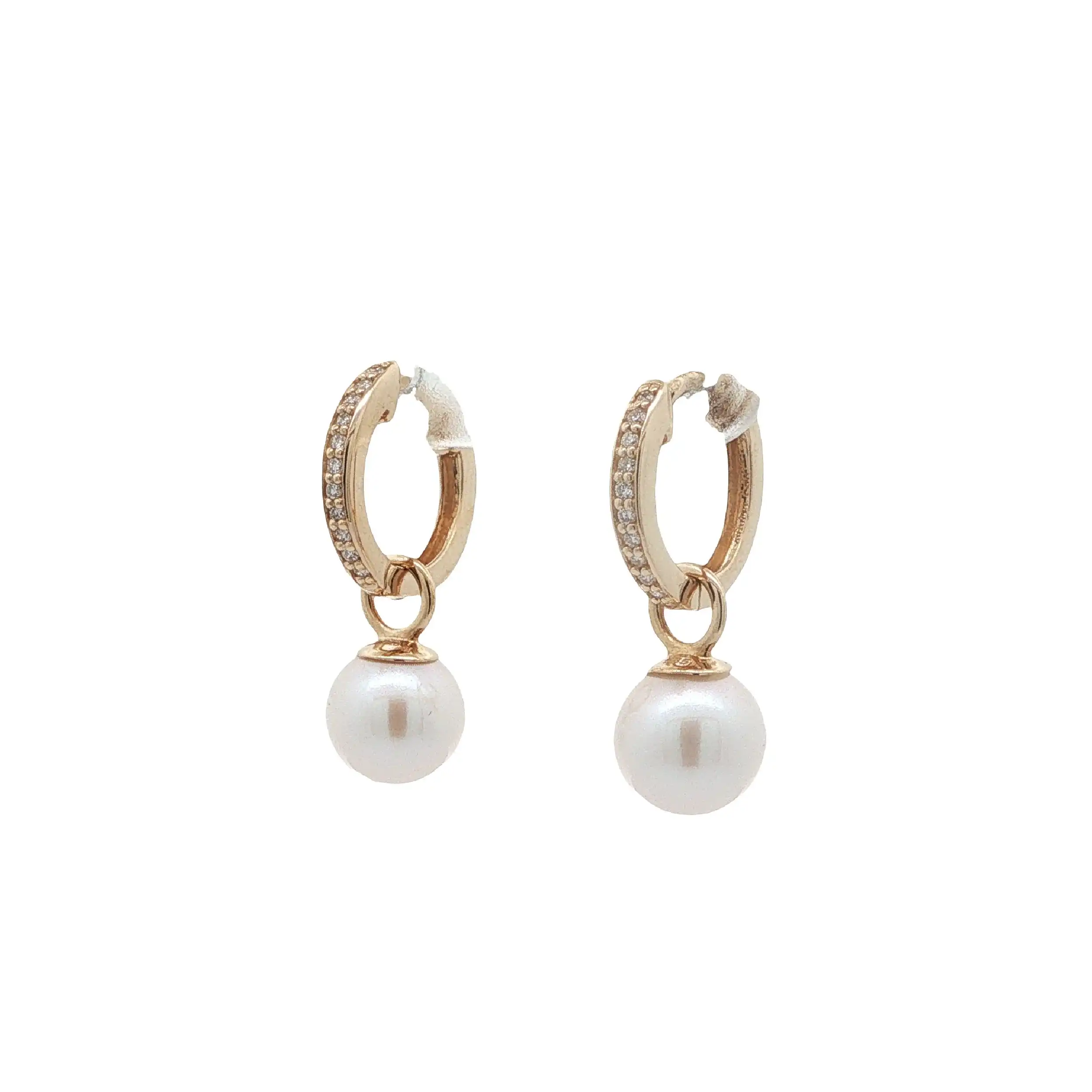 Creolen Gelbgold mit Perle & Diamanten