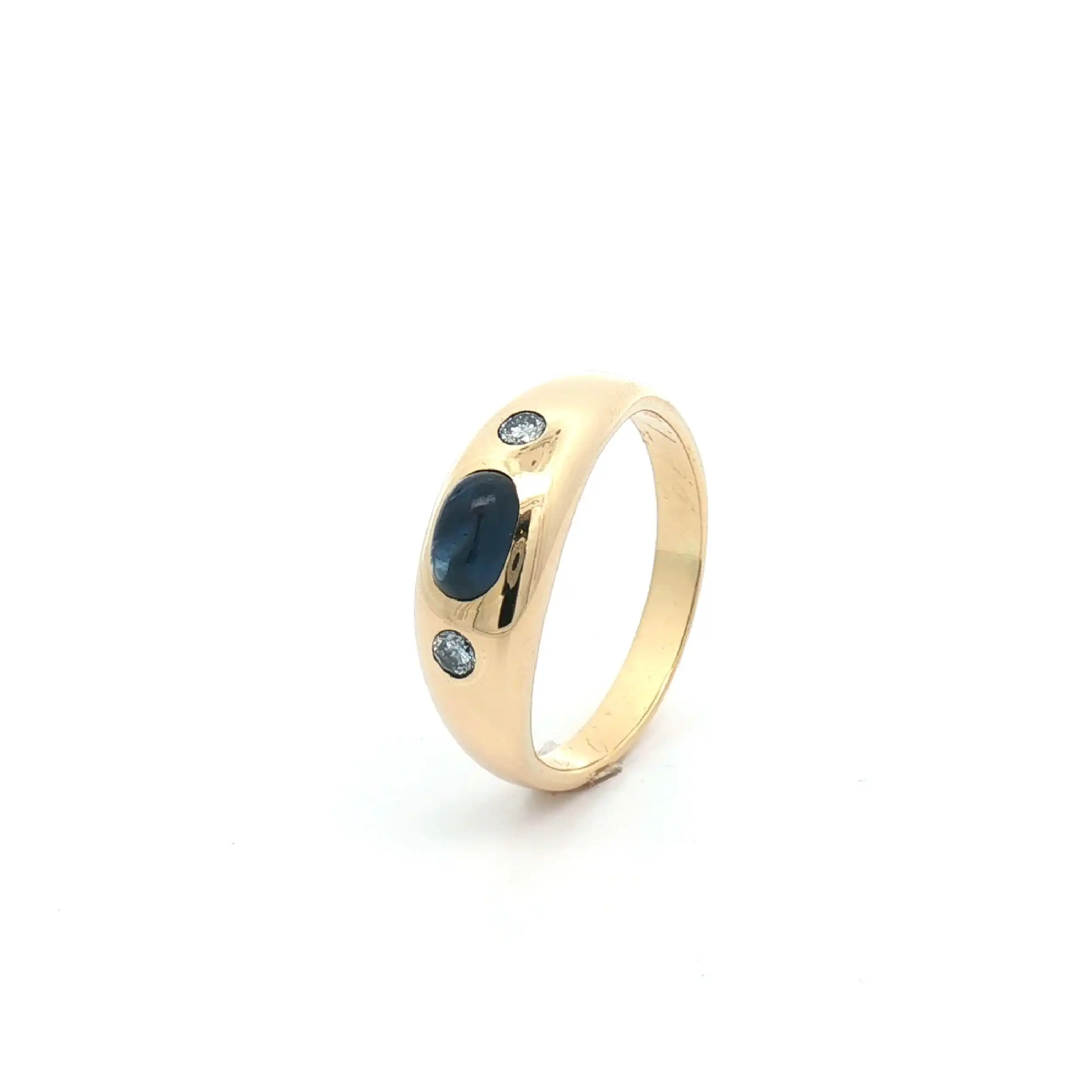 Bandring Gelbgold mit Saphir Cabochon und Brillanten Bandring Gelbgold mit Saphir Cabochon und Brillanten