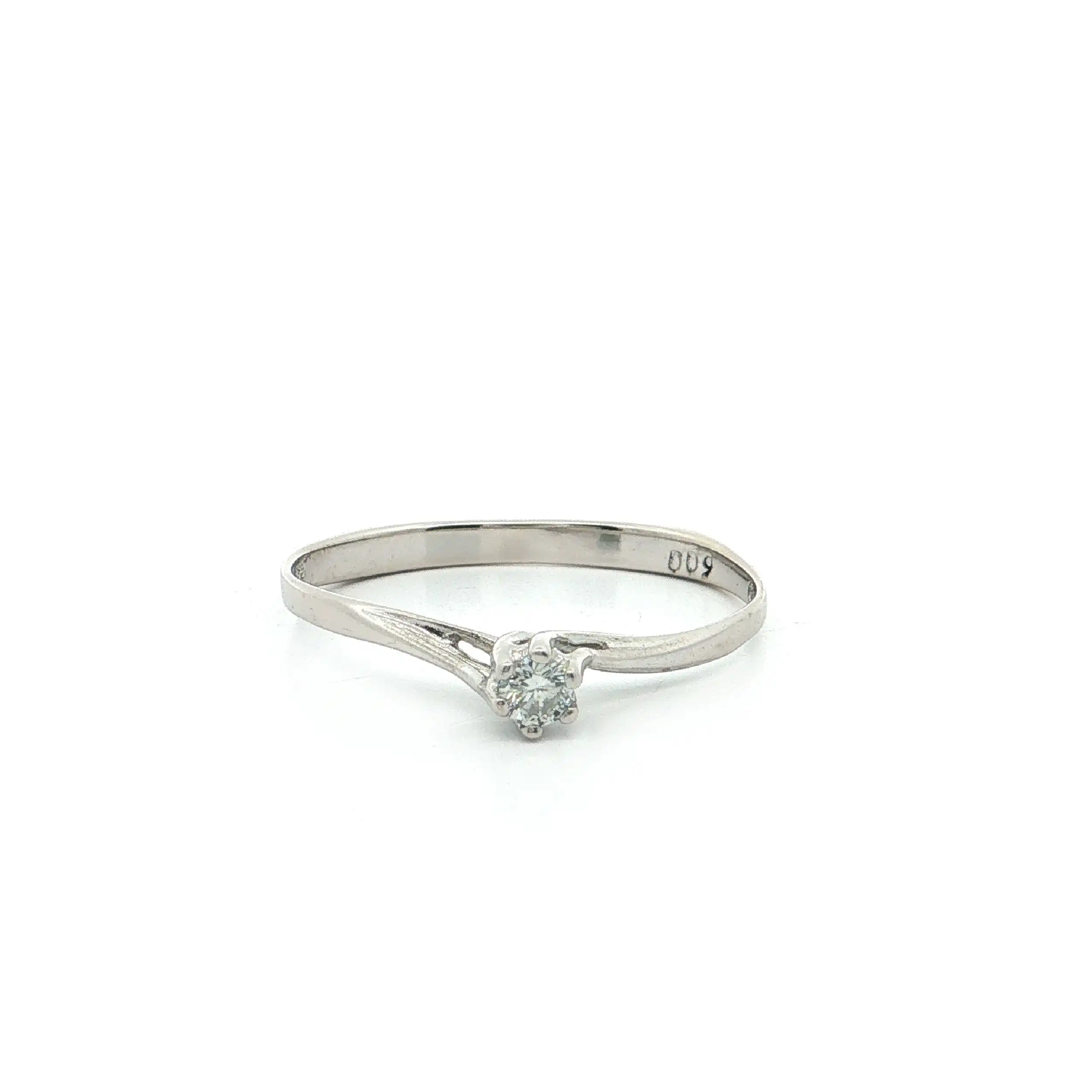Ring Weißgold mit Brillant, graviert mit 0,09ct