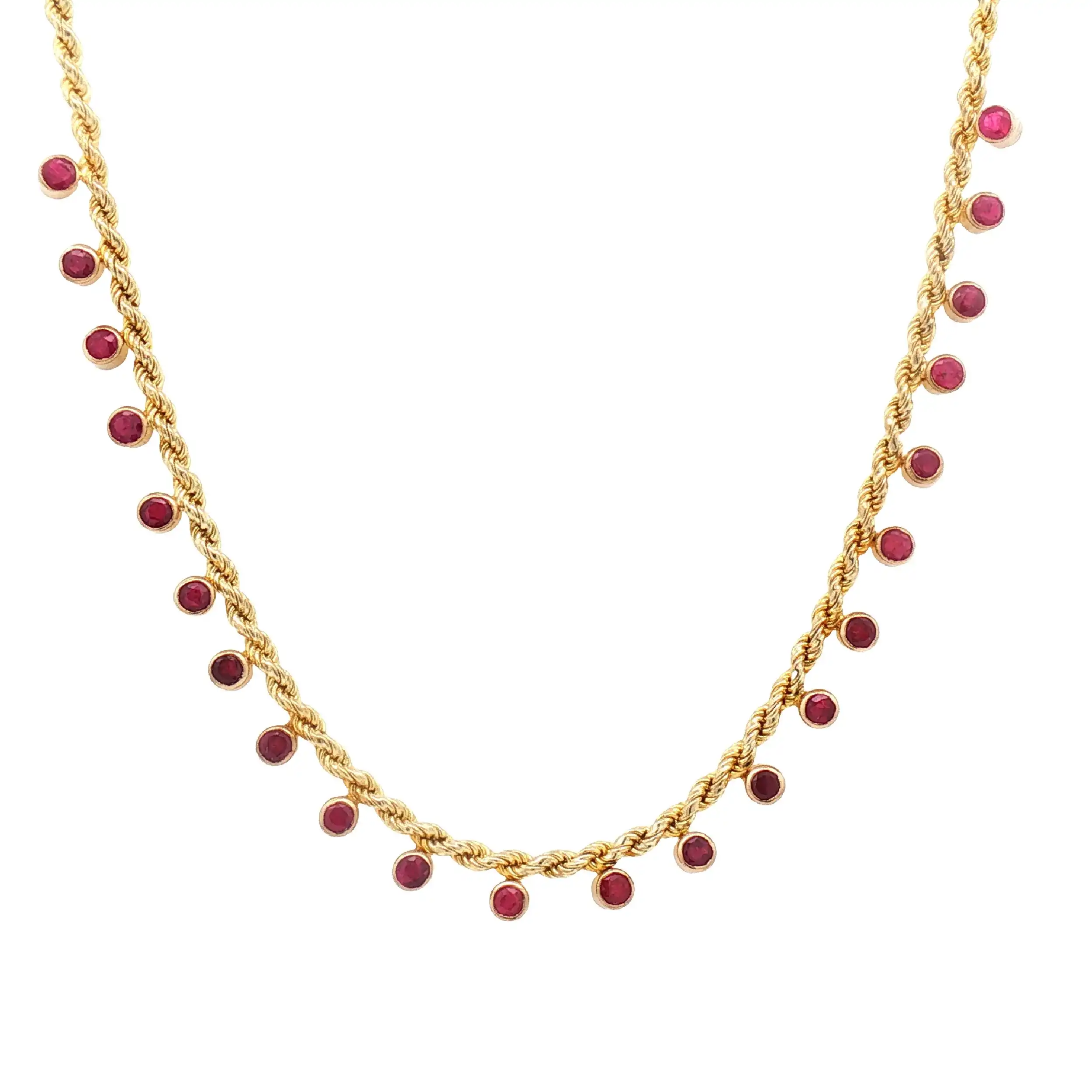 Kordelkette Gelbgold mit Rubinen