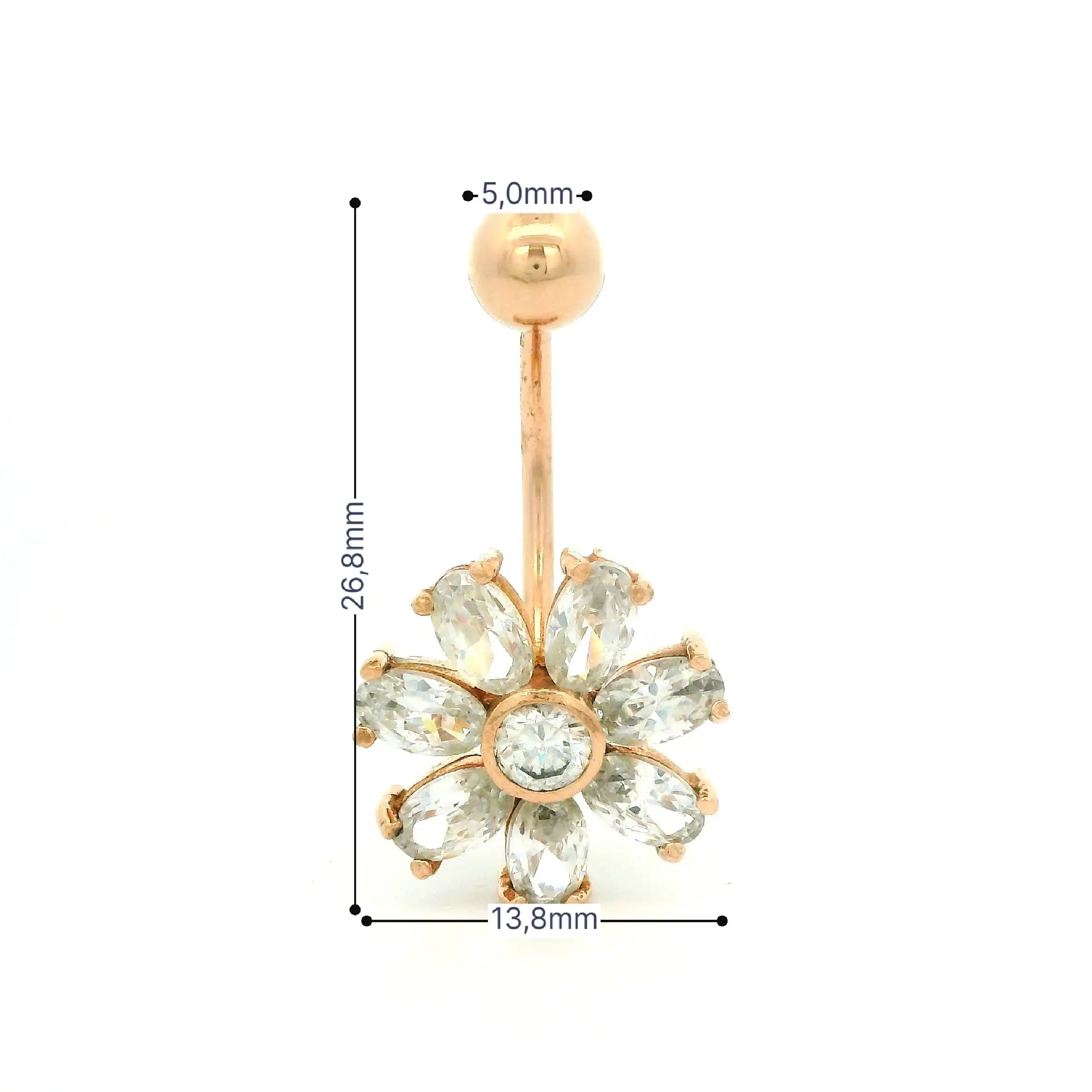 Bauchnabelpiercing Rosegold mit Zirkonia Bauchnabelpiercing Rosegold mit Zirkonia