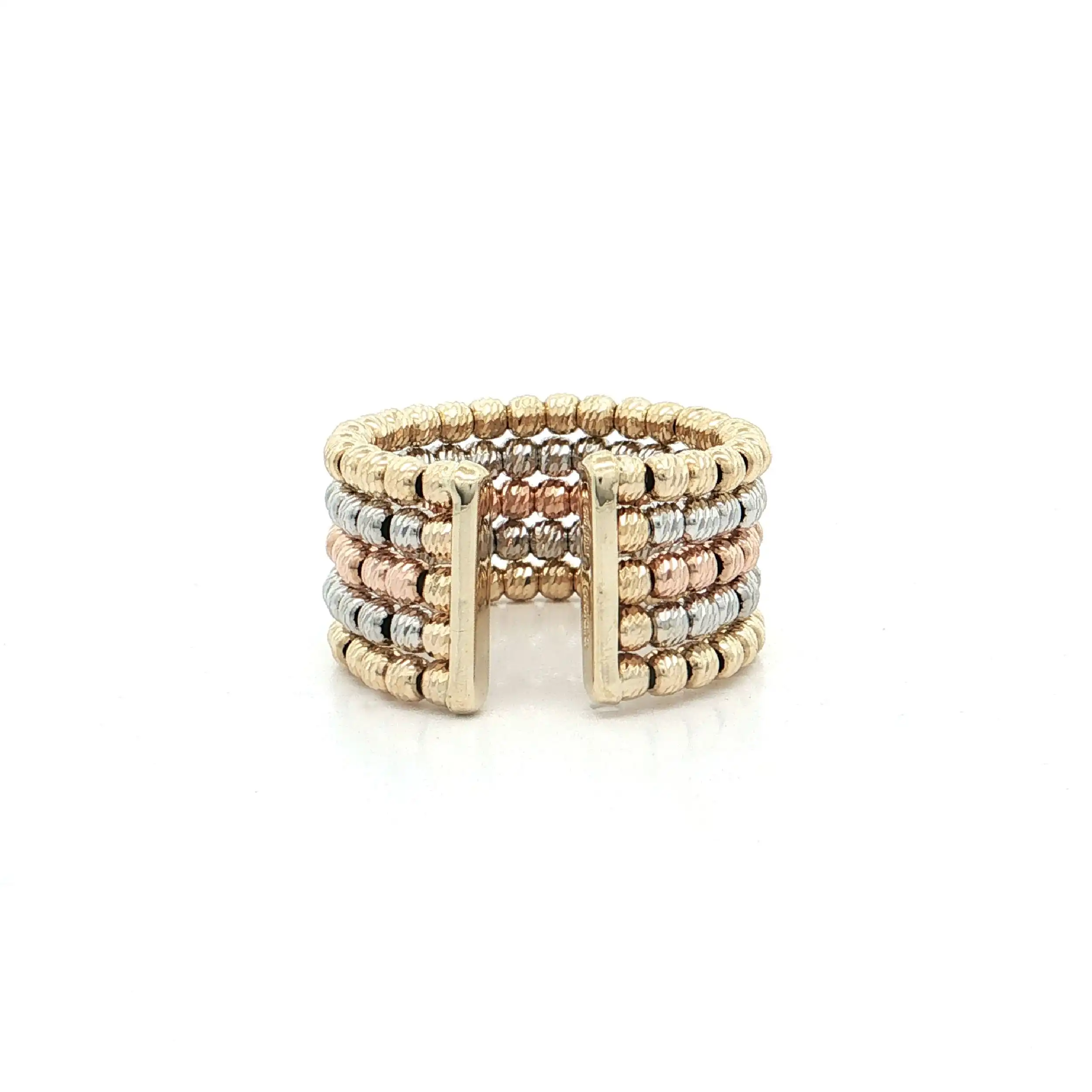 Ring Tricolor mit Kügelchen diamantiert Ring Tricolor mit Kügelchen diamantiert