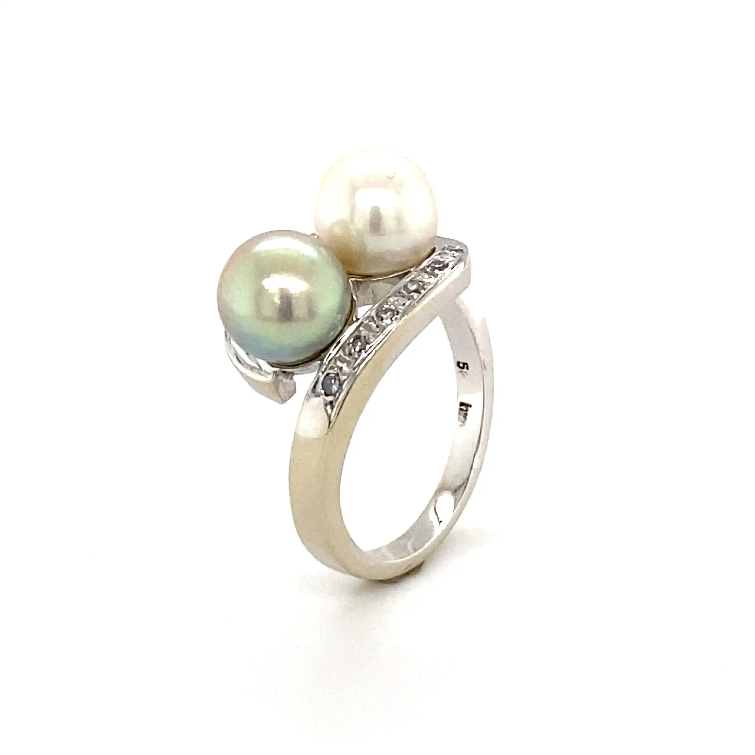 Ring Weißgold mit Perlen & Diamanten