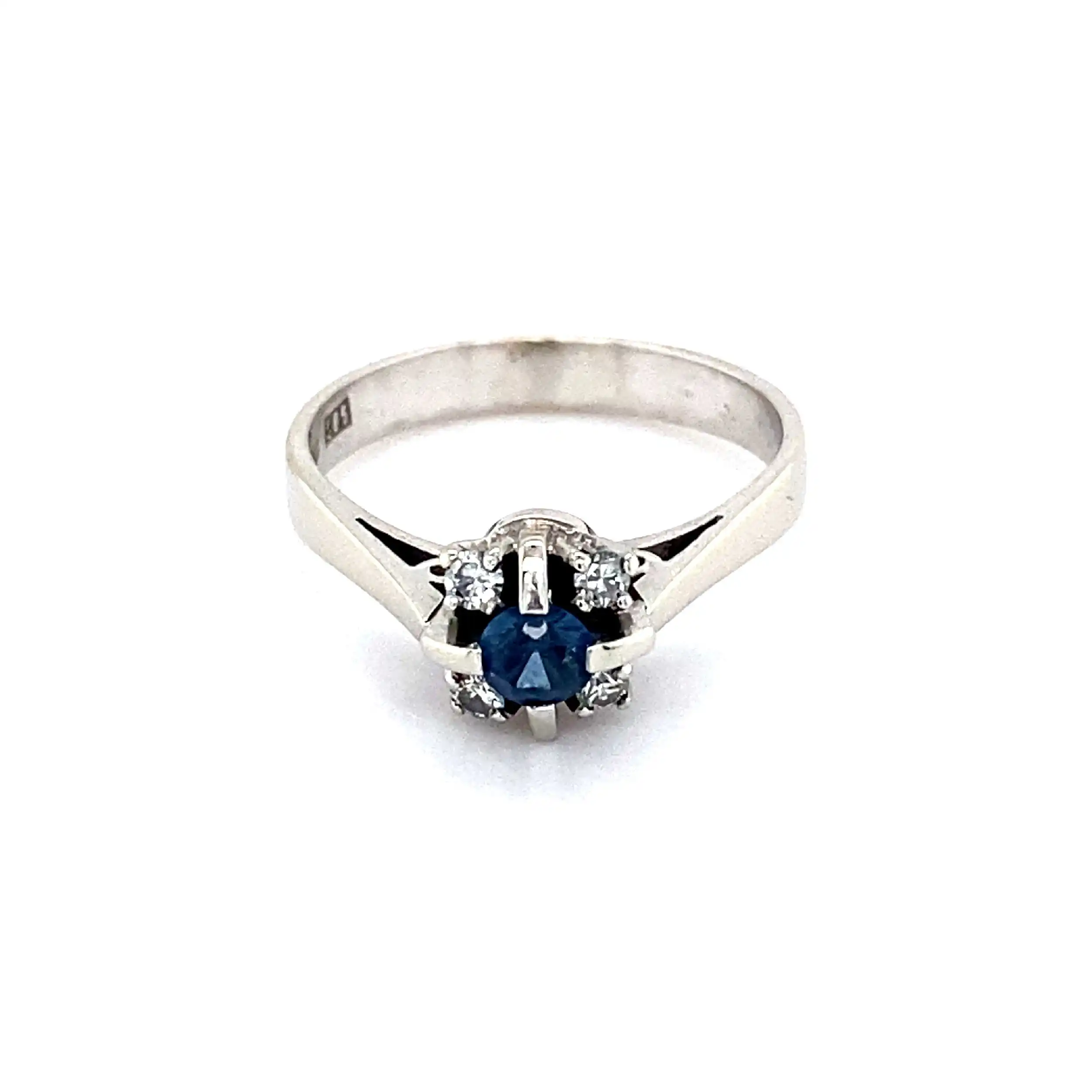 Ring Weißgold mit Brillanten und blauem Stein Ring Weißgold mit Brillanten und blauem Stein