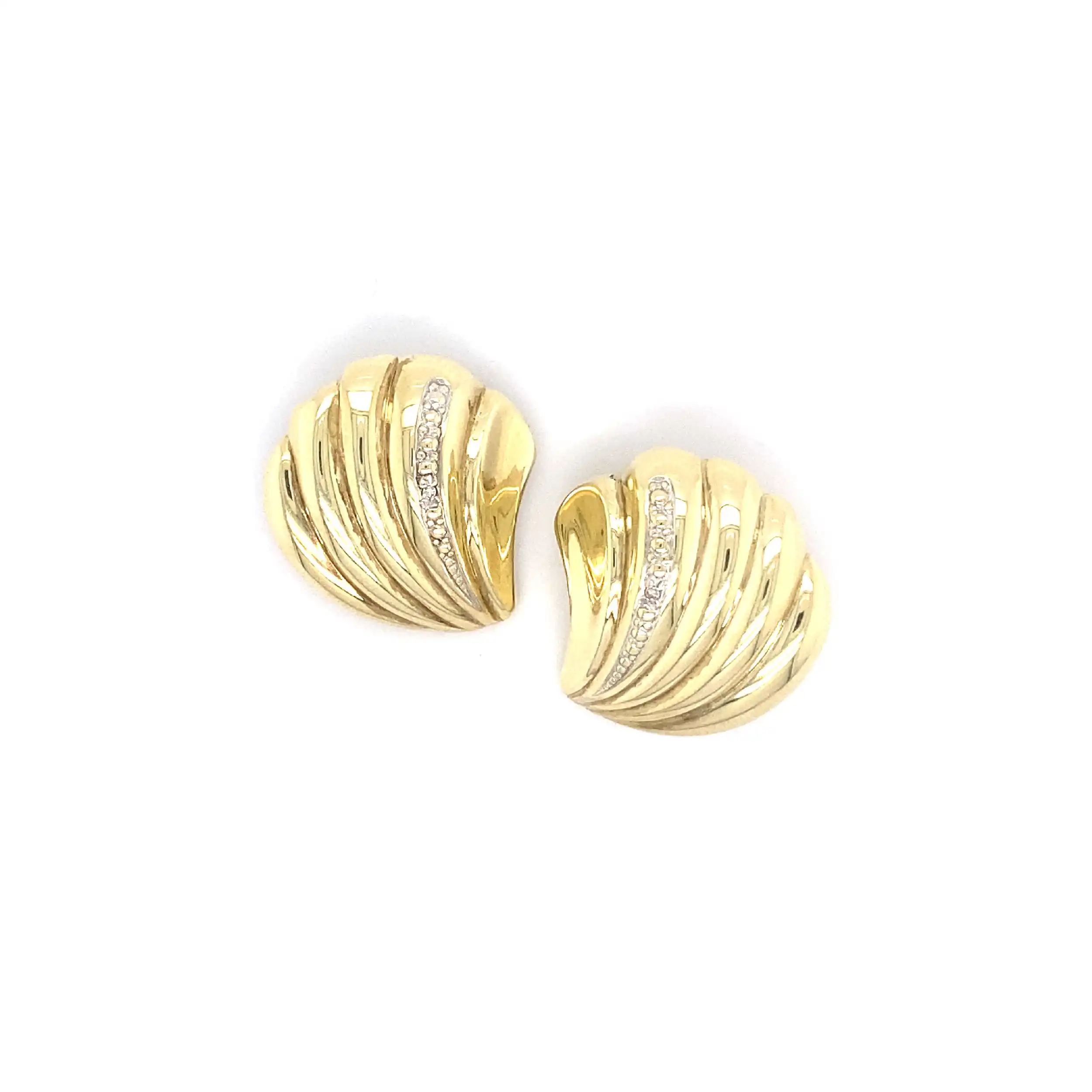 Paar Ohrclips Bicolor Muschel mit Zirkonia und Muster Paar Ohrclips Bicolor Muschel mit Zirkonia und Muster
