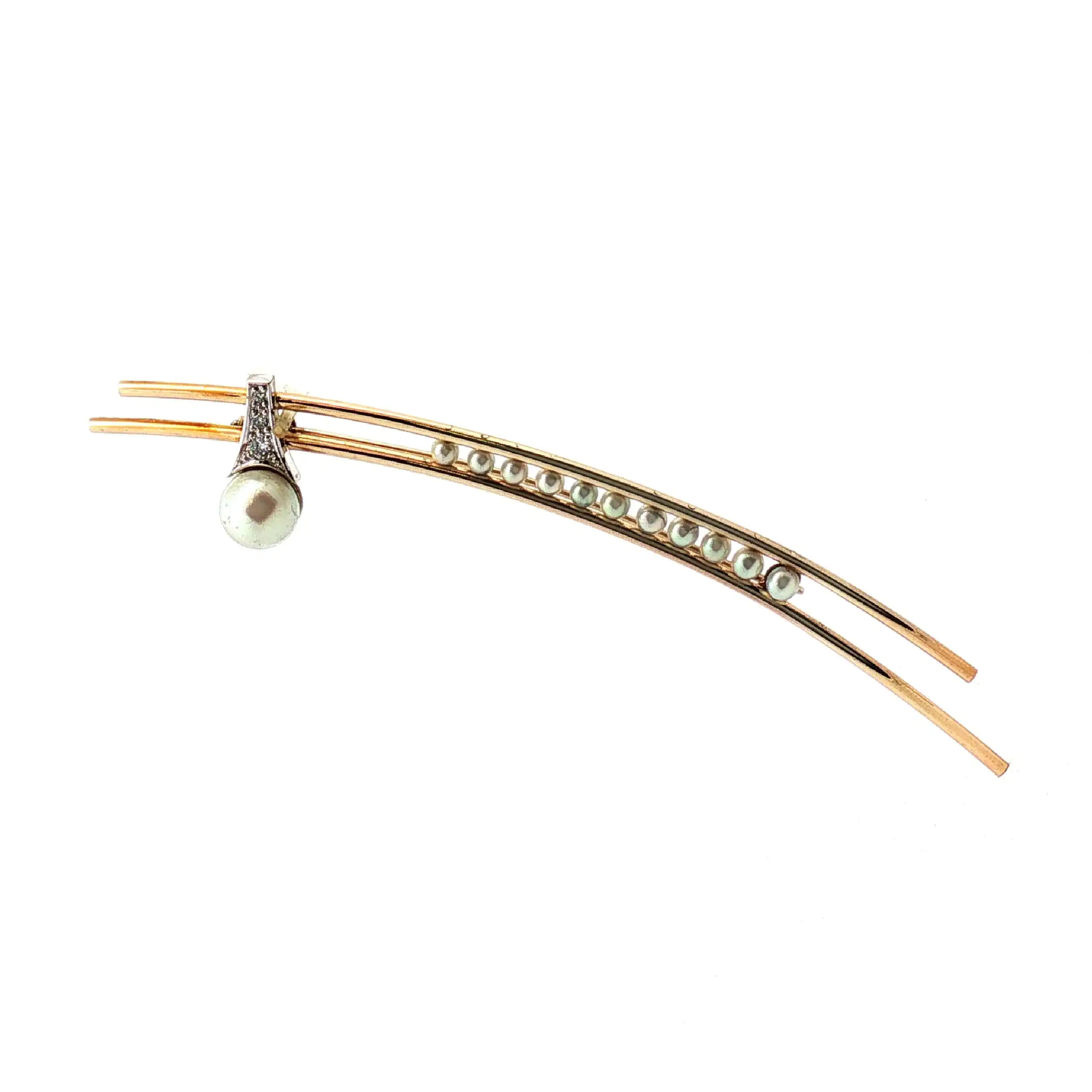 Nadel Bicolor mit Perlen und Brillanten Nadel Bicolor mit Perlen und Brillanten
