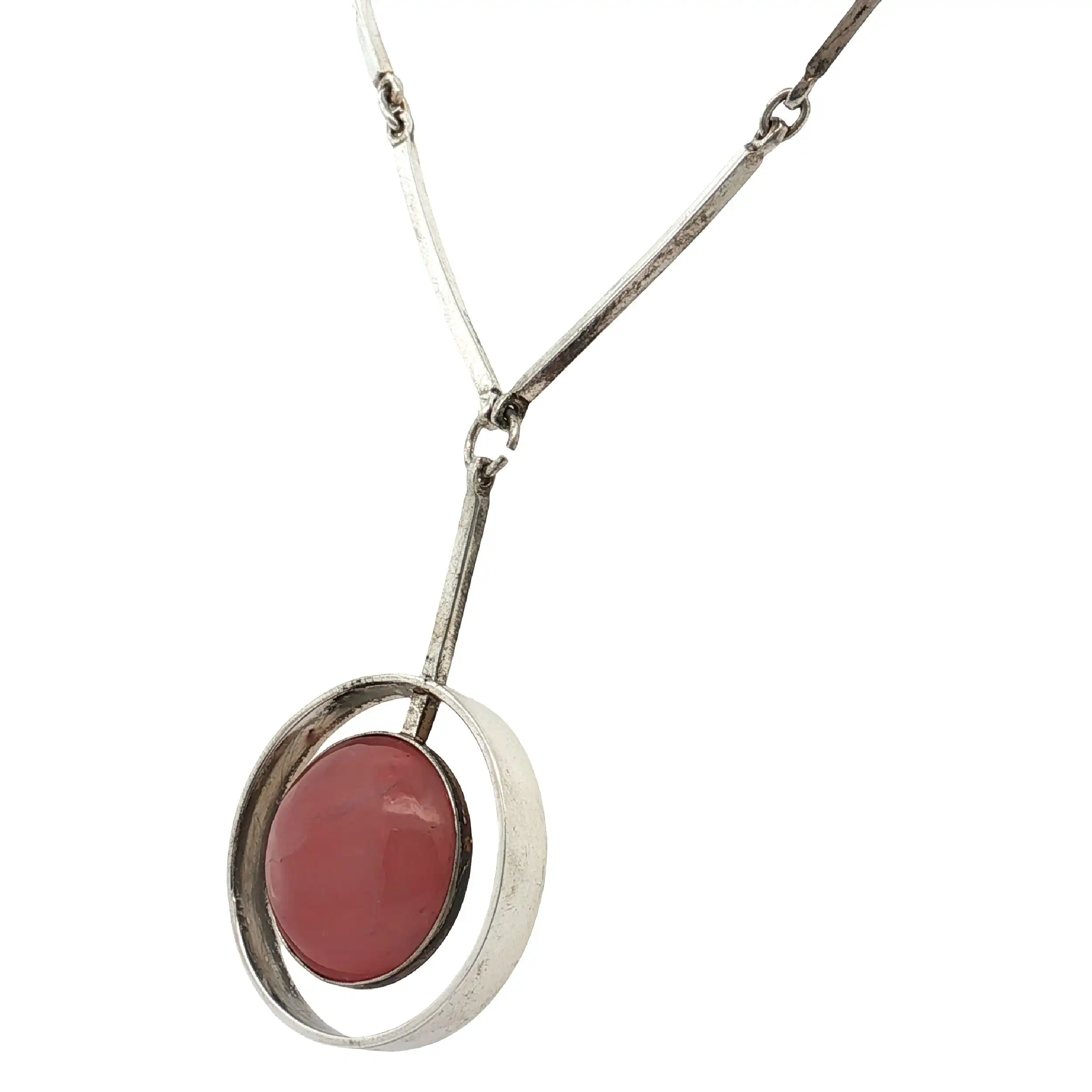 Collier Silber "N.E. Denmark" mit rosa Stein