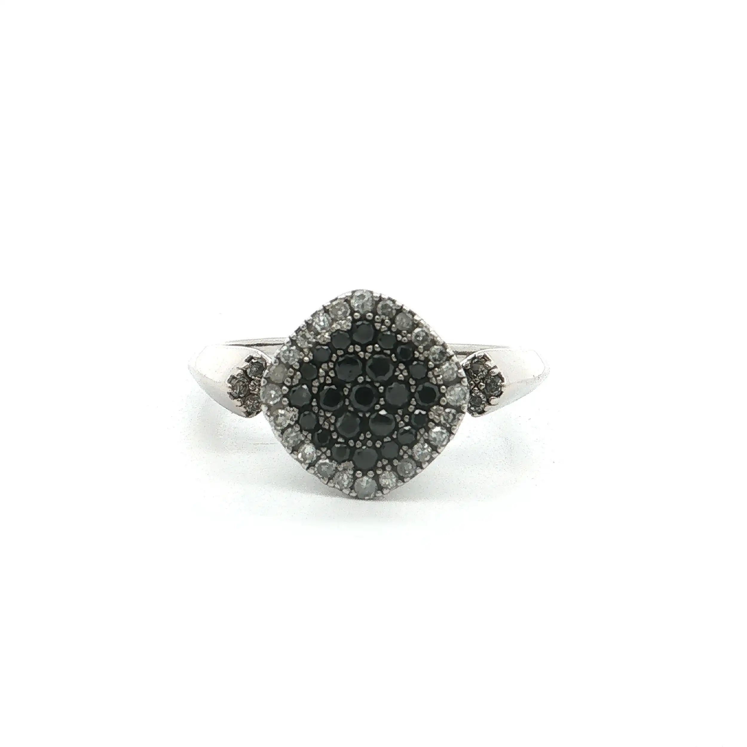 Ring Weißgold mit schwarzen und weißen Diamanten, graviert mit 0,41ct