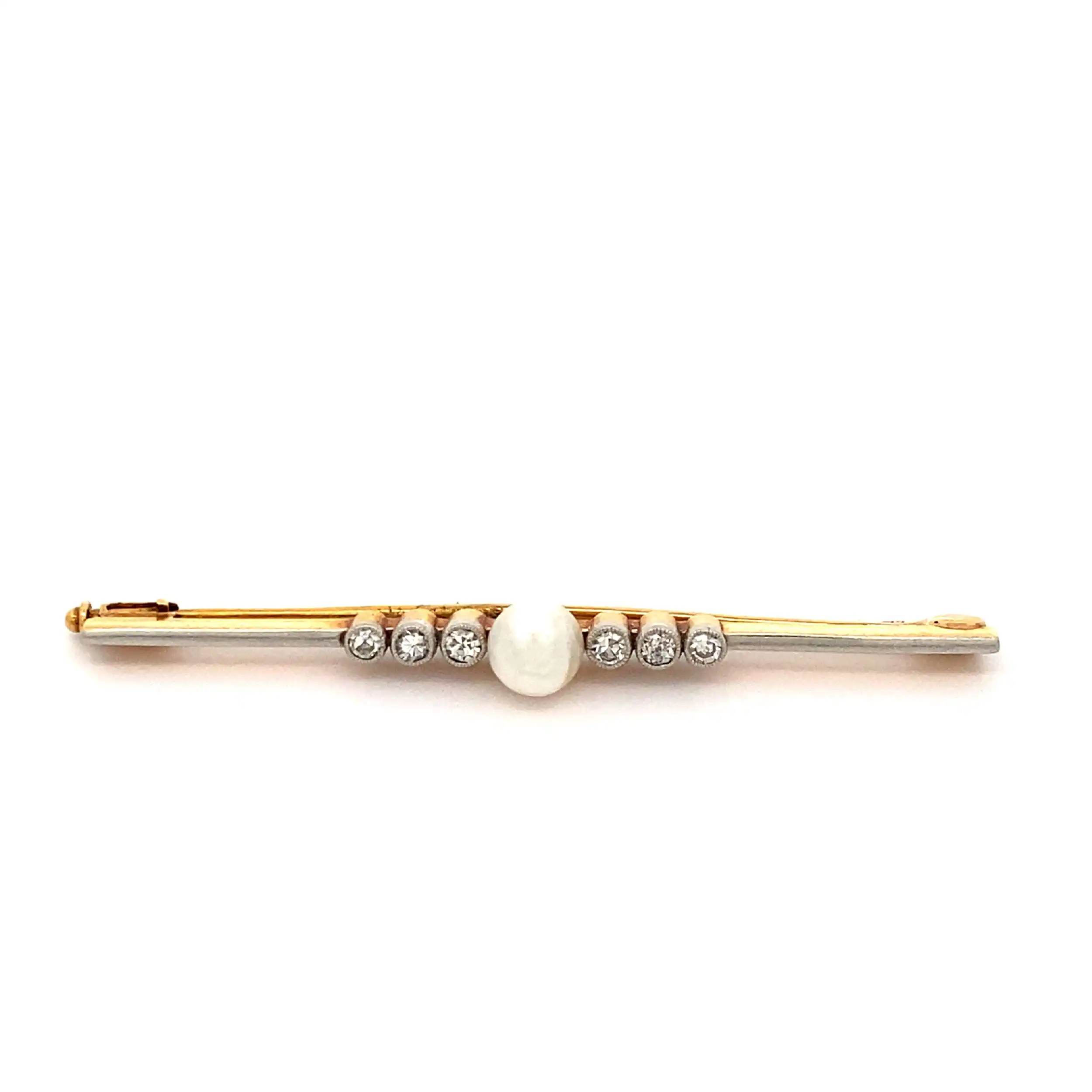 Brosche/ Nadel Bicolor mit Perle und Diamanten Brosche/ Nadel Bicolor mit Perle und Diamanten