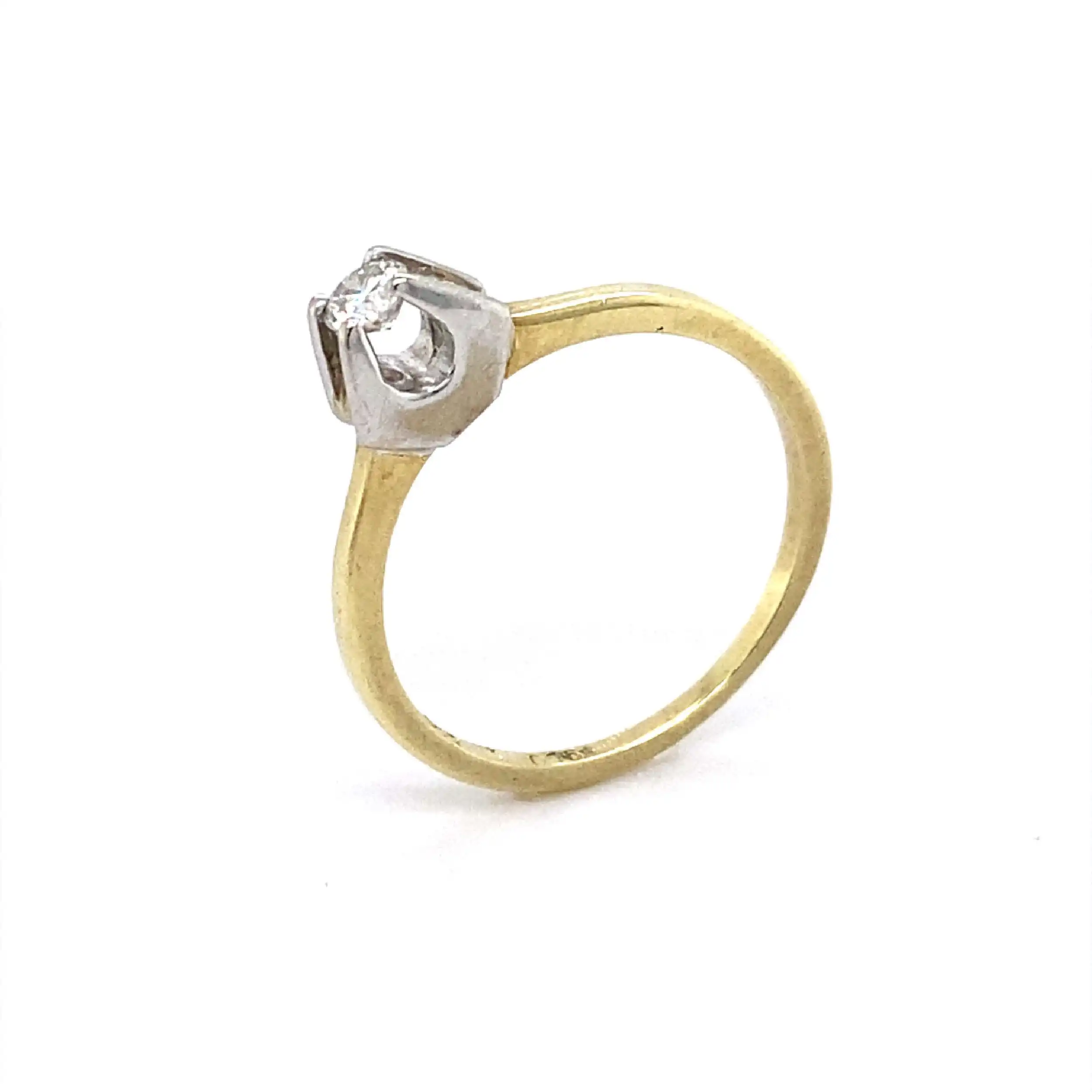 Ring Bicolor mit Brillant, graviert mit 0,15ct Ring Bicolor mit Brillant, graviert mit 0,15ct