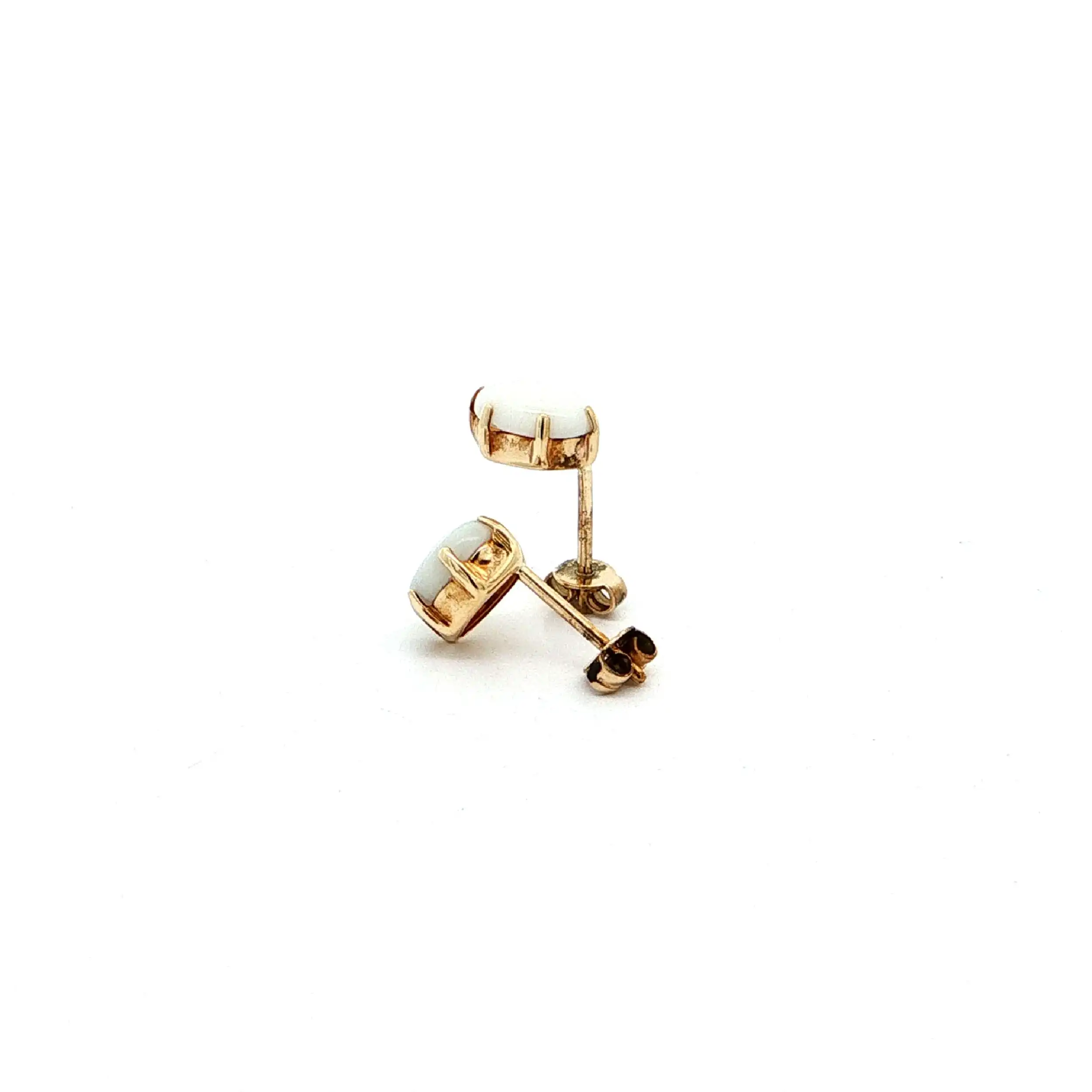 Ohrstecker Gelbgold mit weißem Opal