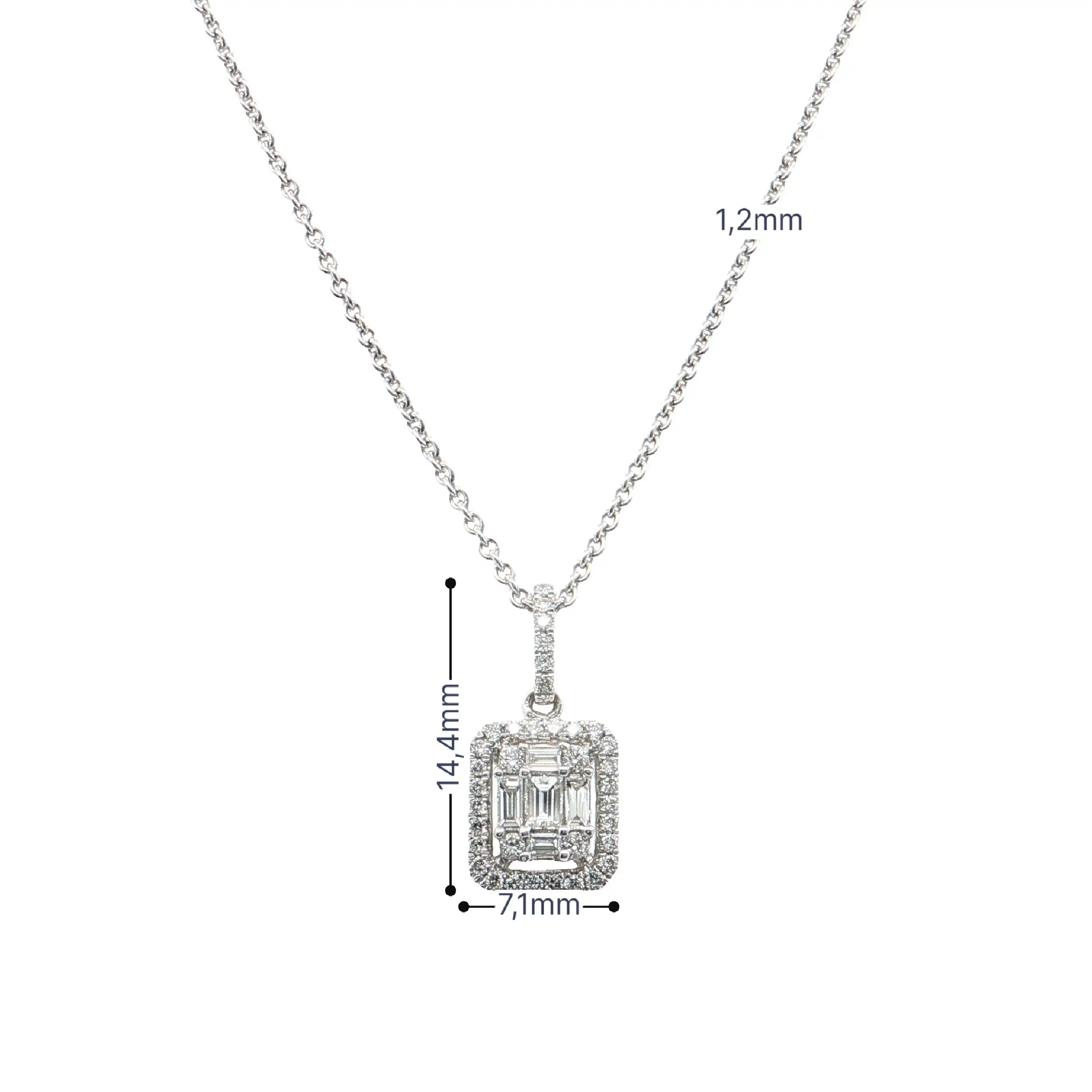 Collier Weißgold mit Anhänger und Baguette Diamanten Collier Weißgold mit Anhänger und Baguette Diamanten