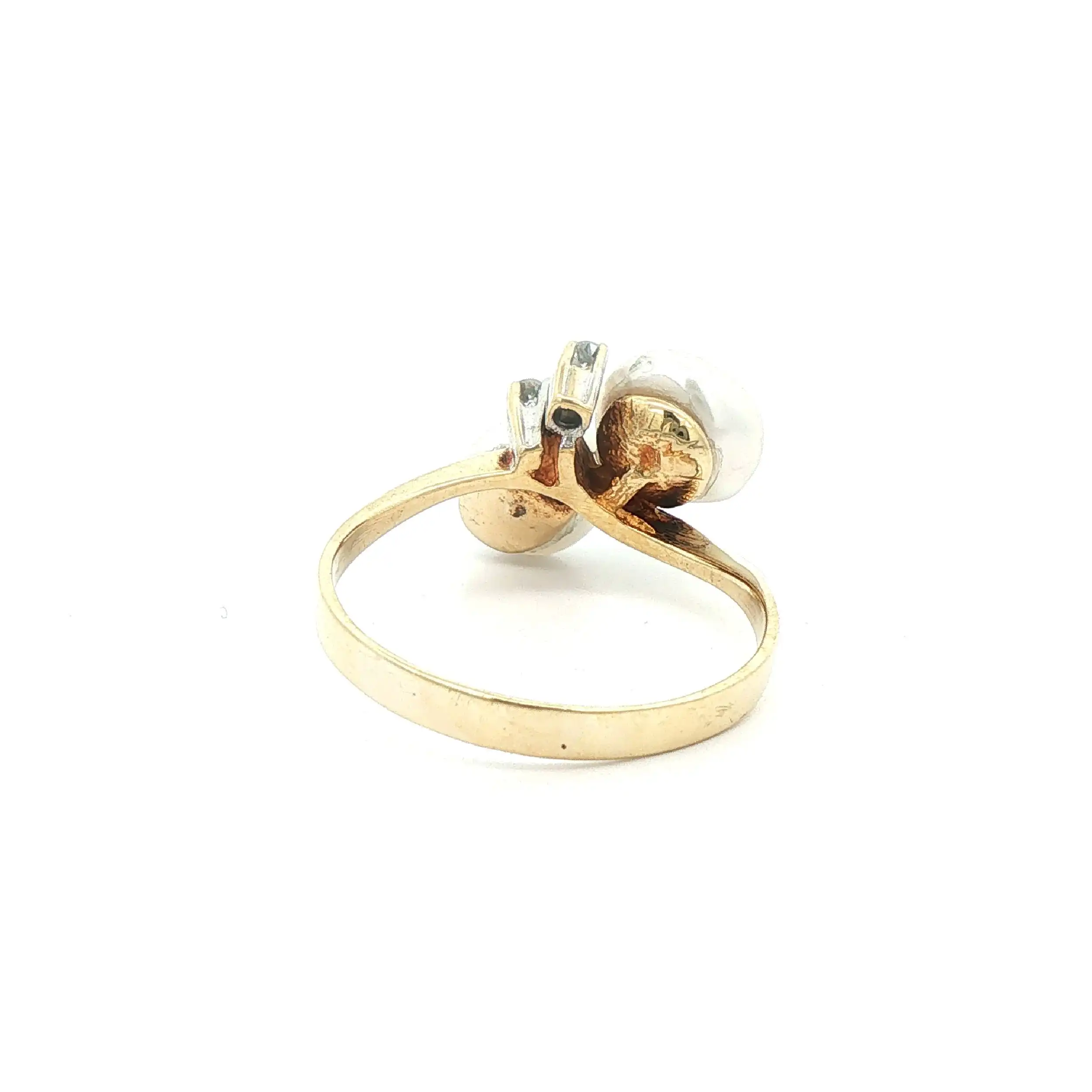 Ring Gelbgold mit Perle und Diamanten