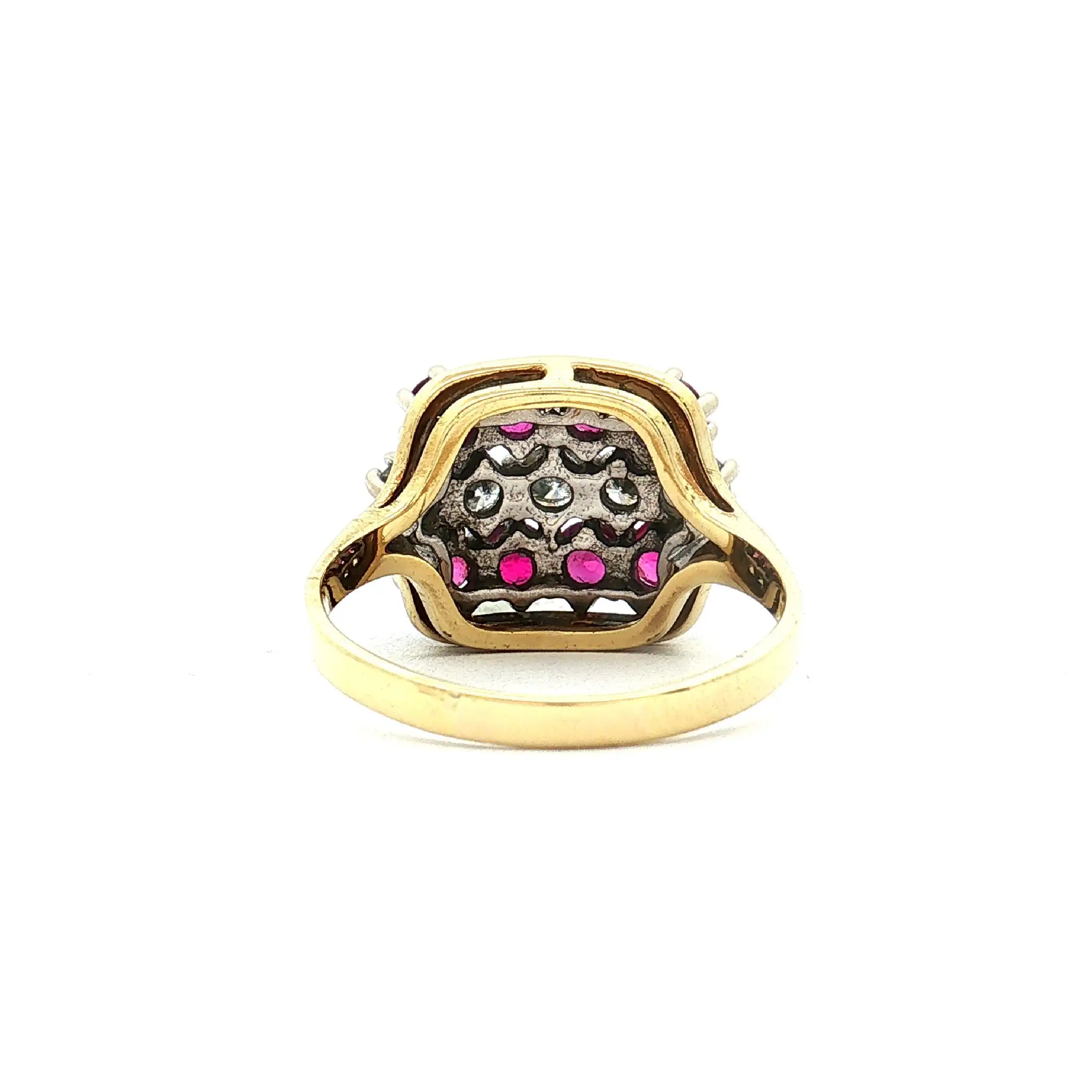 Ring Gelbgold mit Brillanten und Rubinen