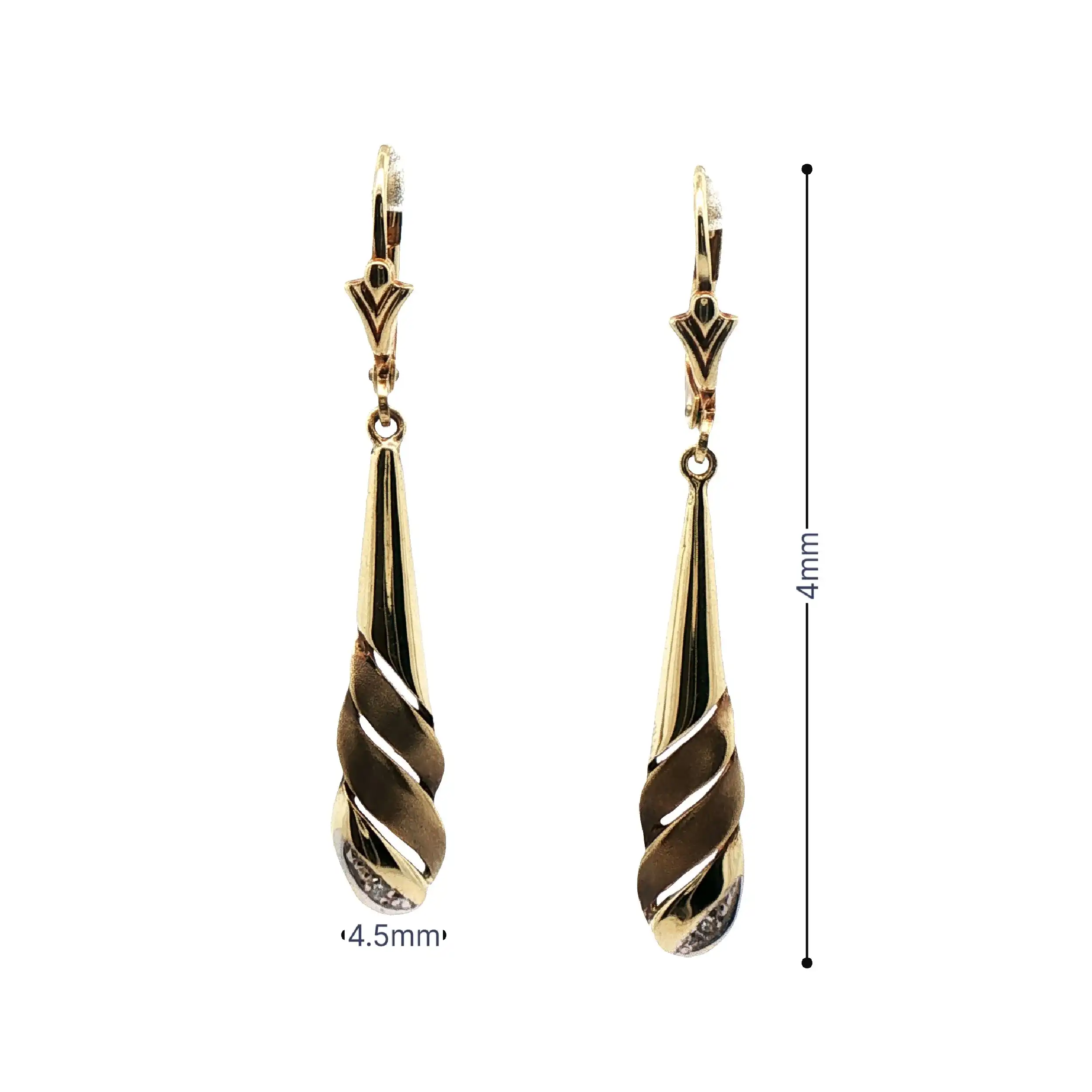 Ohrringe Bicolor Matt / Glanz Gelbgold mit Diamantensplitter Ohrringe Bicolor Matt / Glanz Gelbgold mit Diamantensplitter