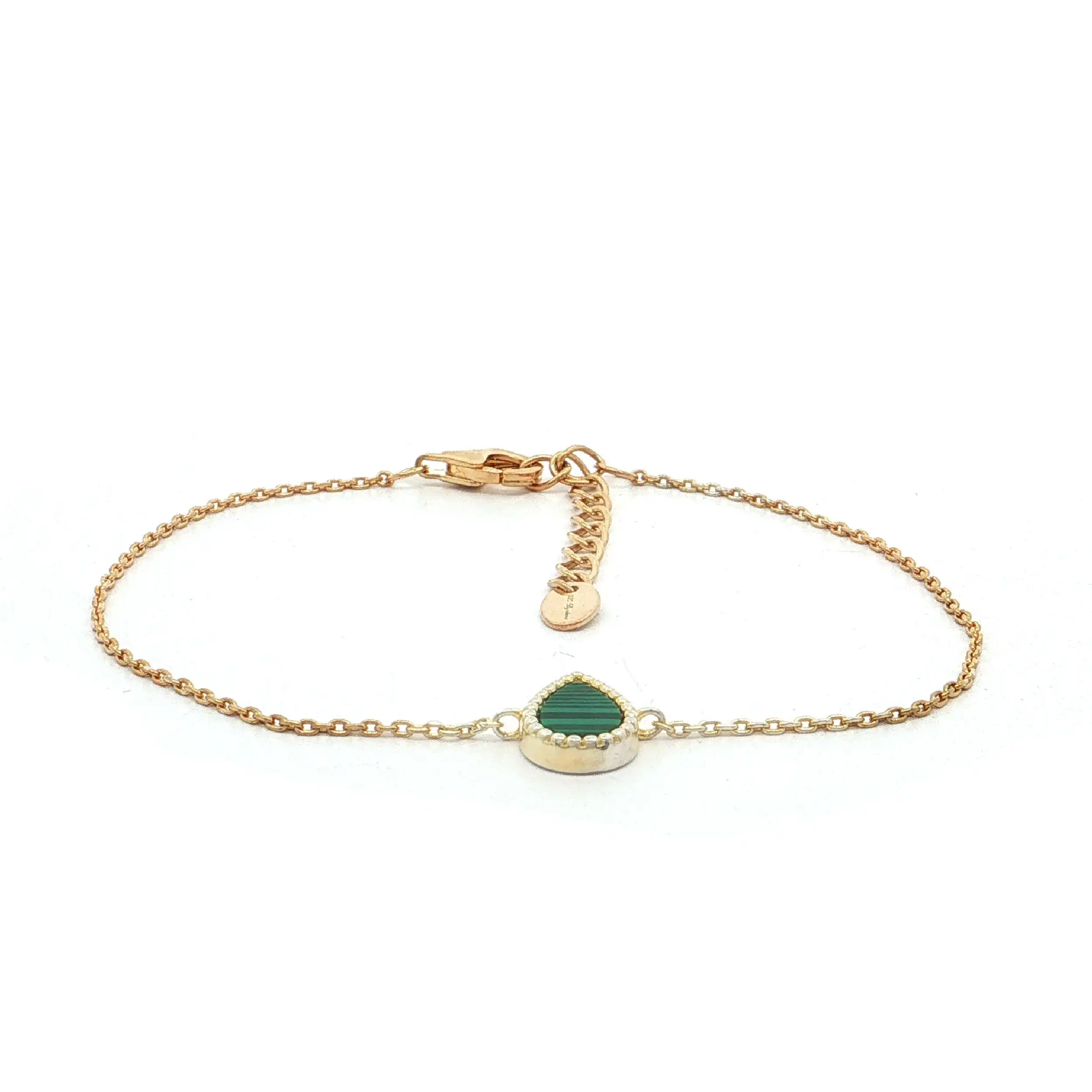 Armband Silber vergoldet mit Malachit Tropfen