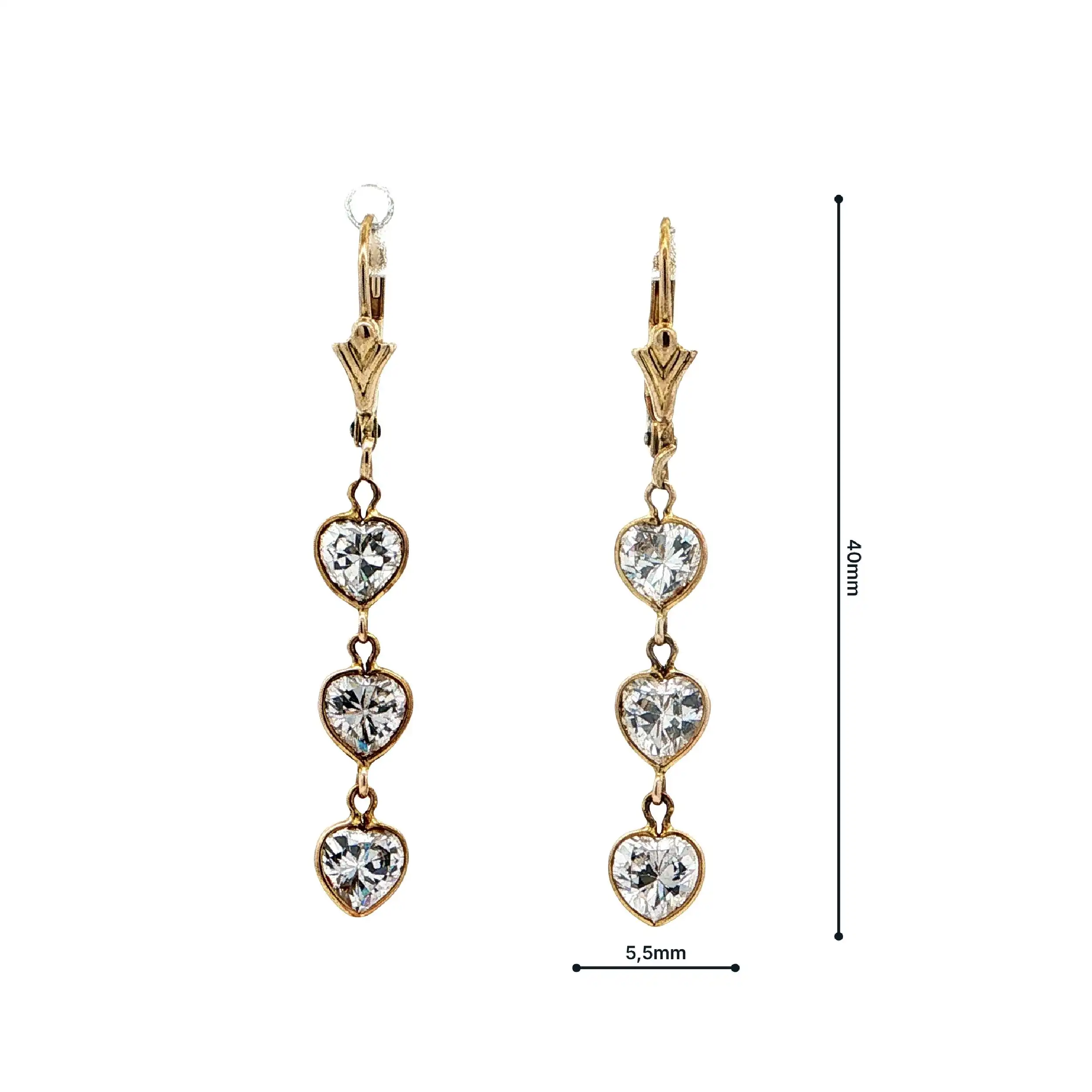 Ohrhänger Gelbgold "Herzen" mit Zirkonia Ohrhänger Gelbgold "Herzen" mit Zirkonia