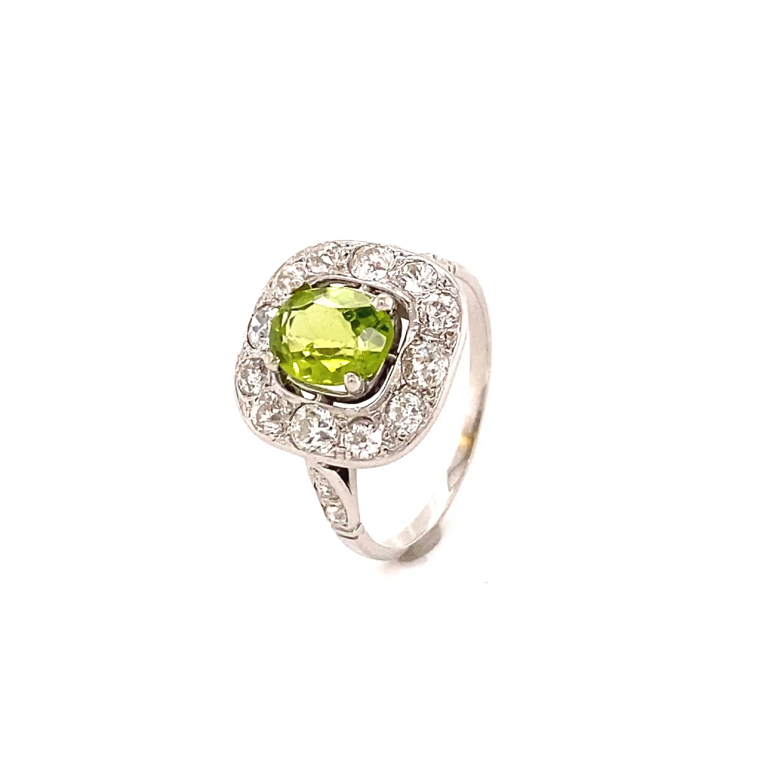 Ring mit Peridot und Altschliffbrillanten