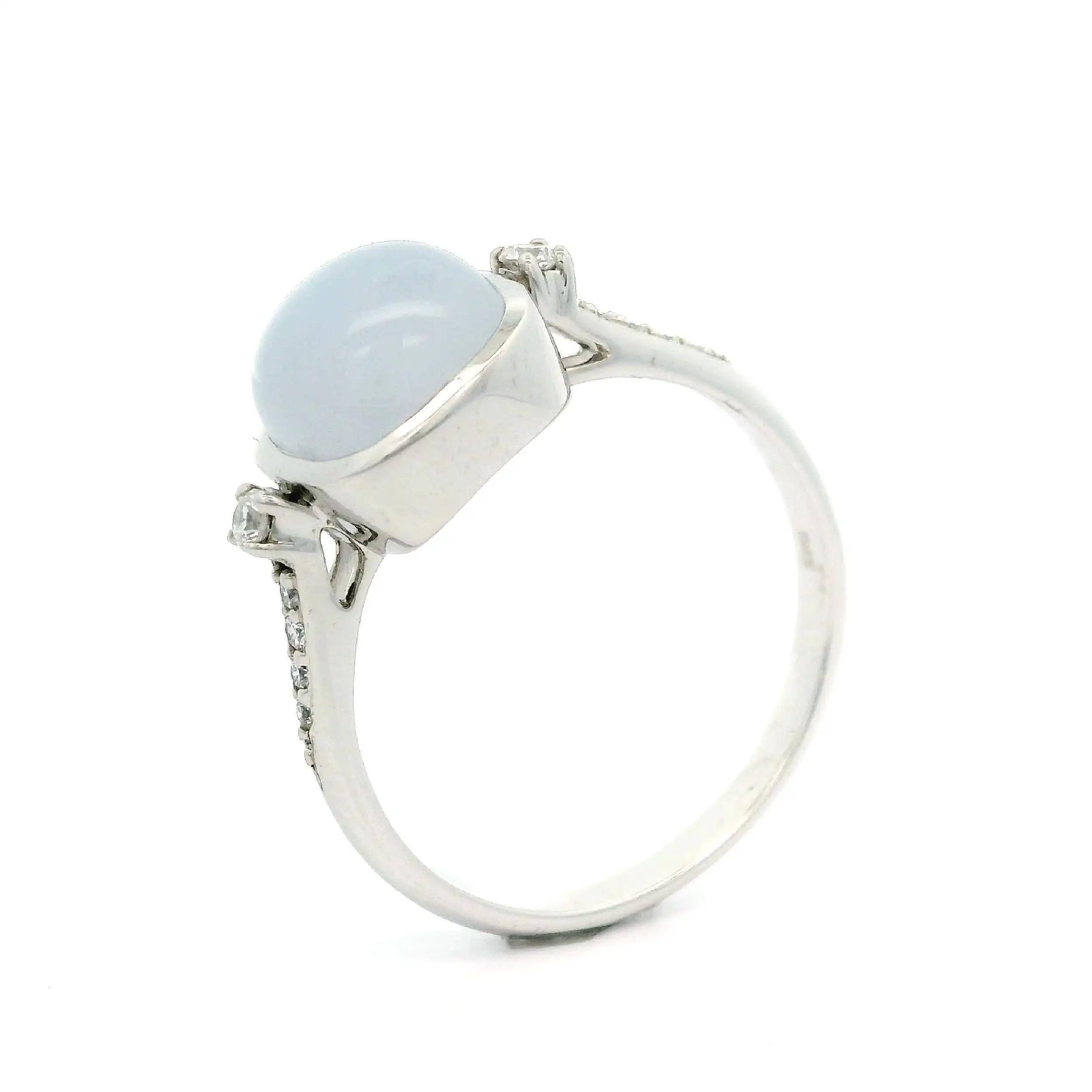Ring Weißgold mit Chalcedon und Brillant