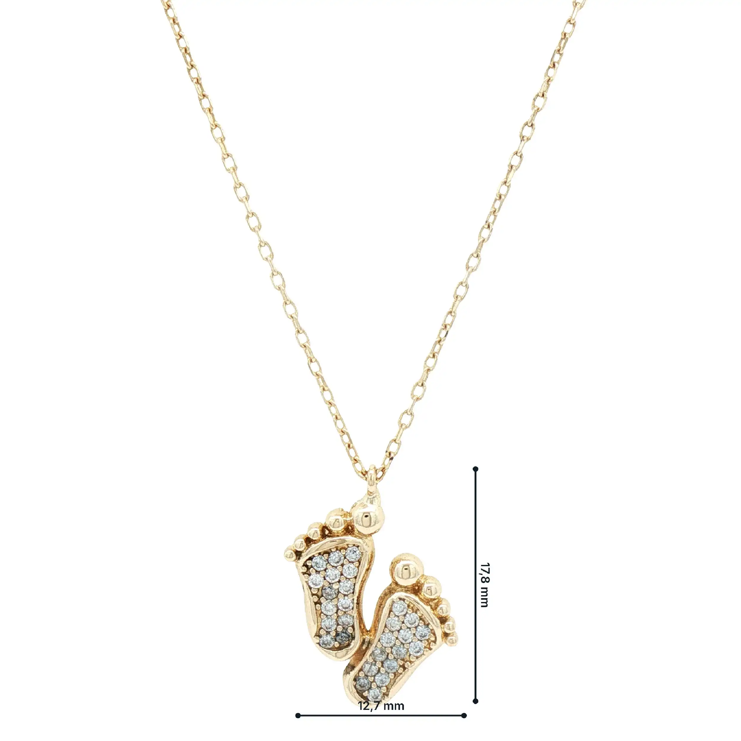Ankerkette Gelbgold mit Anhänger Füße und Brillanten