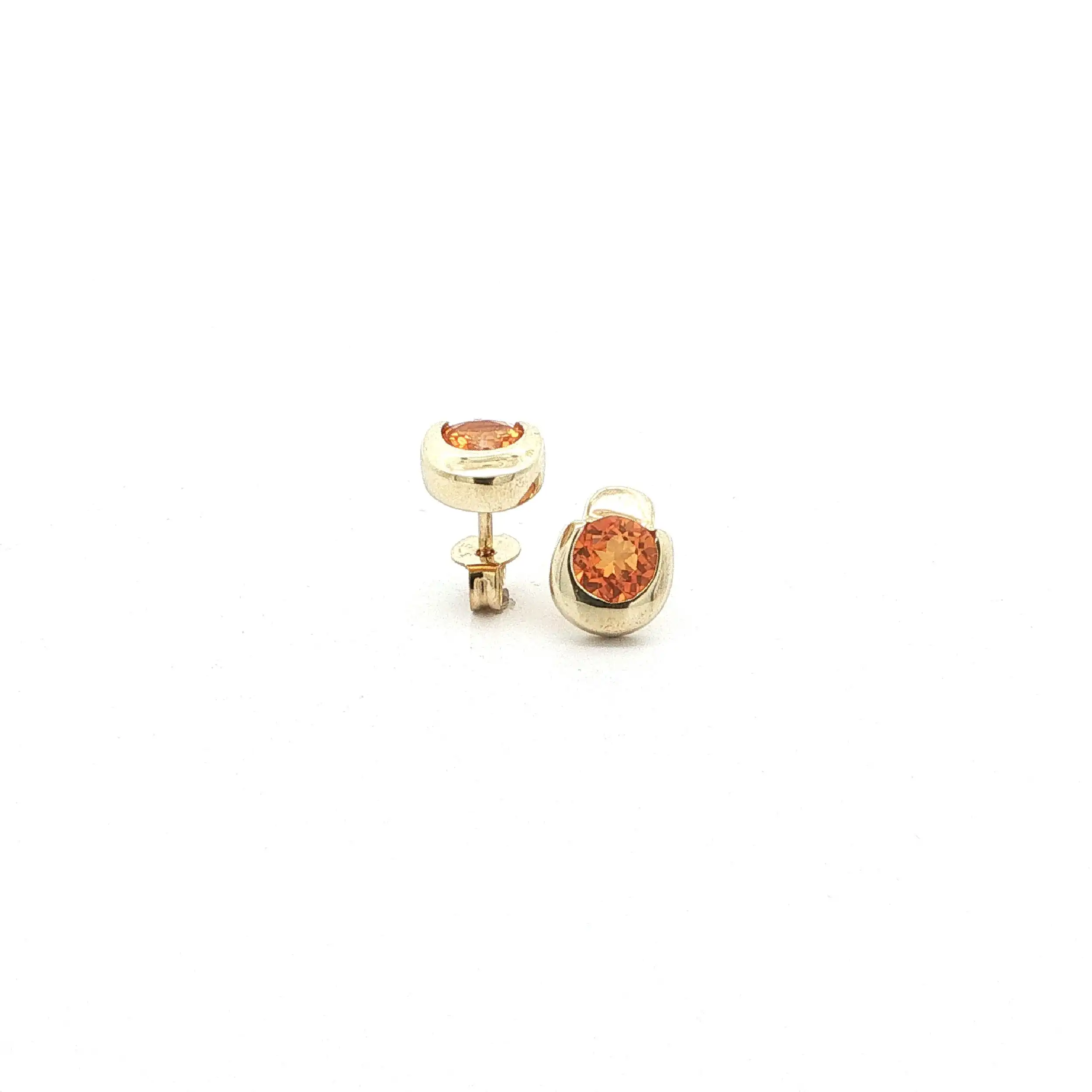 Ohrstecker Gelbgold mit orangenem Farbstein