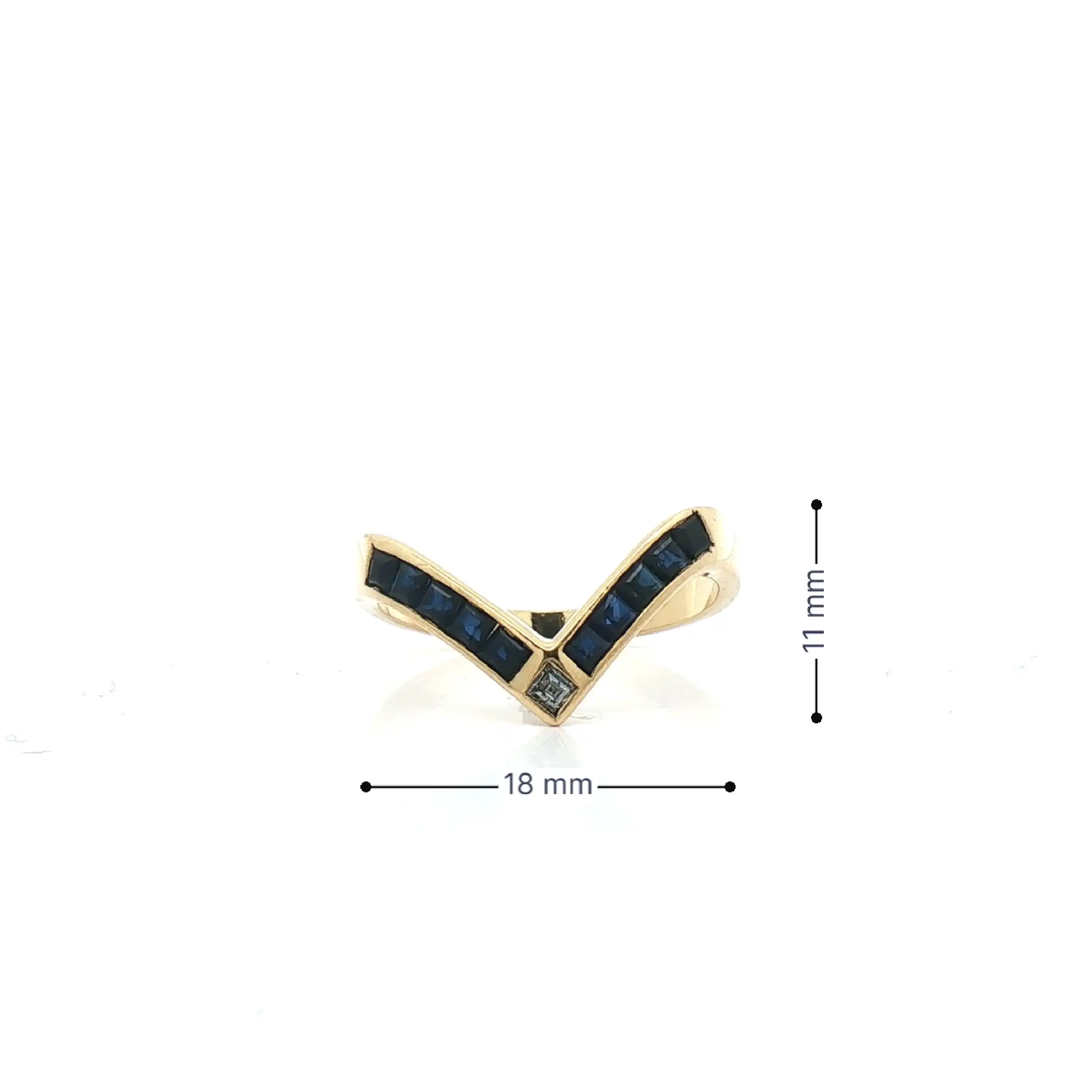 Ring Gelbgold mit Saphir und Diamant im Carree-Schliff