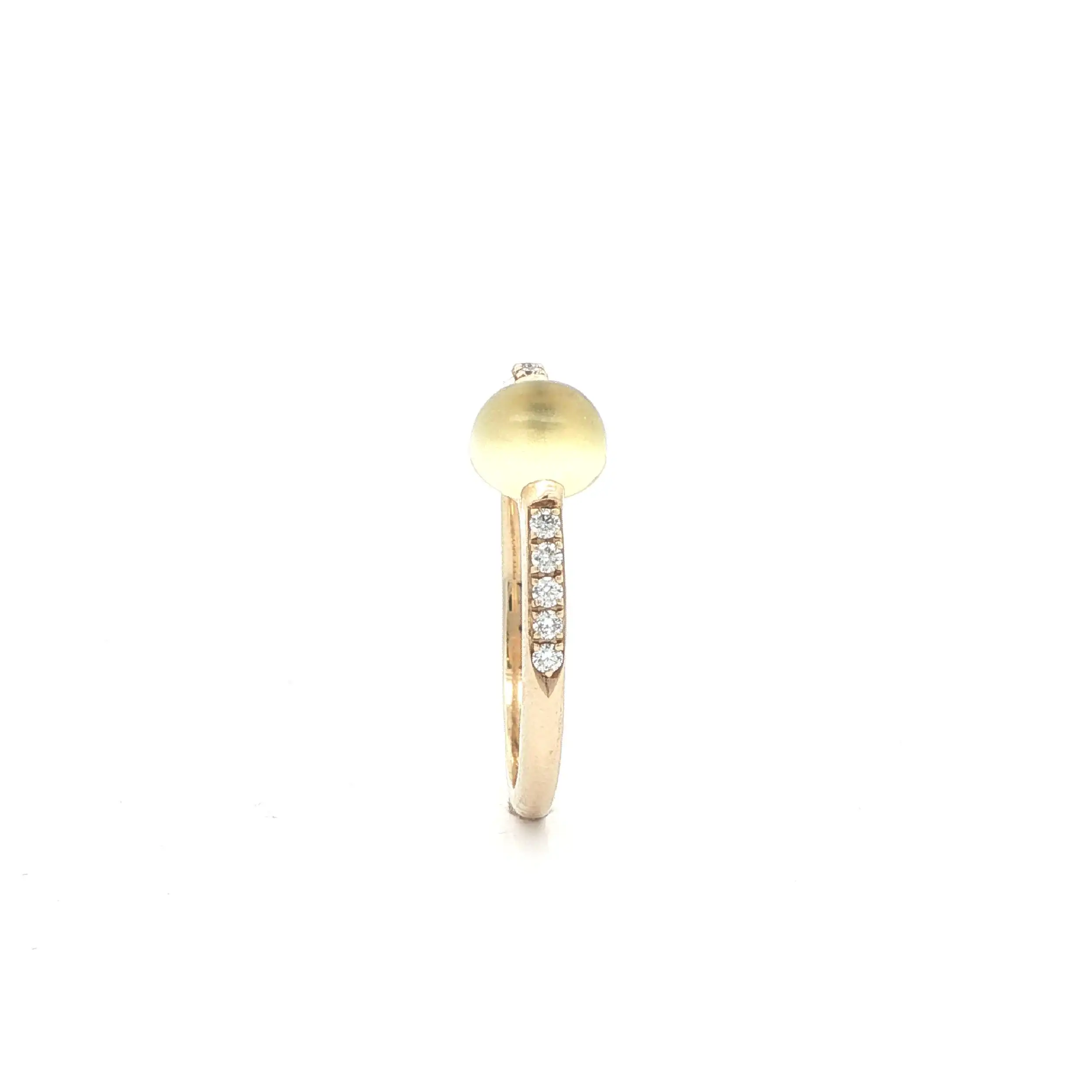 Ring Gelbgold mit Lemon Cabochon und Brillanten