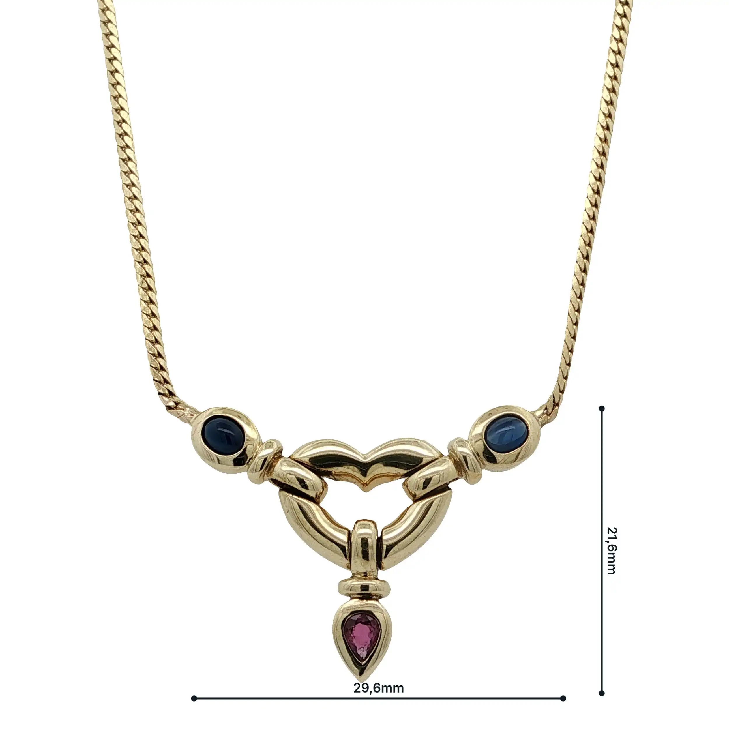 Collier Gelbgold mit Rubin & Saphir Cabochons Collier Gelbgold mit Rubin & Saphir Cabochons