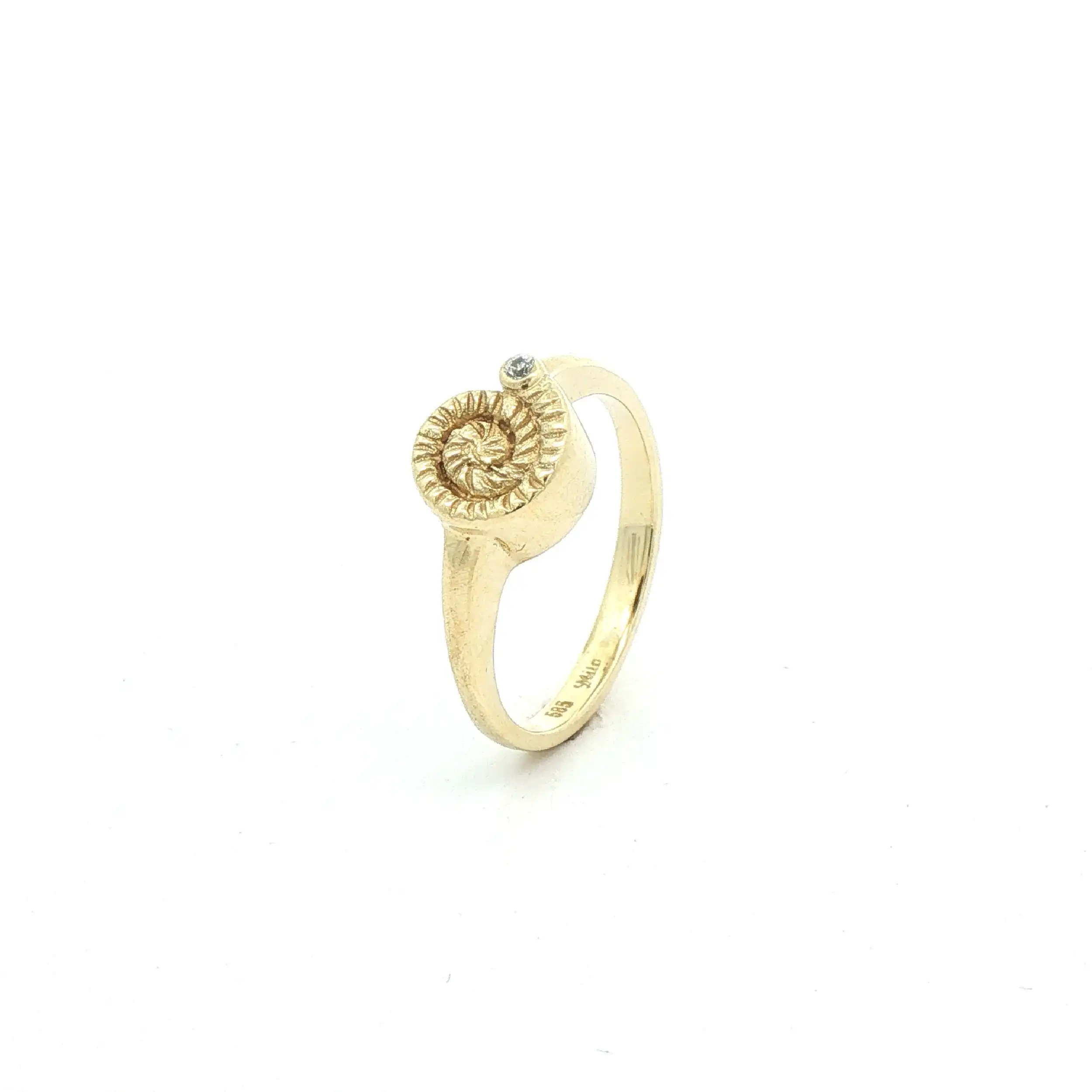 Ring Gelbgold Schneckenmuster mit Brillant