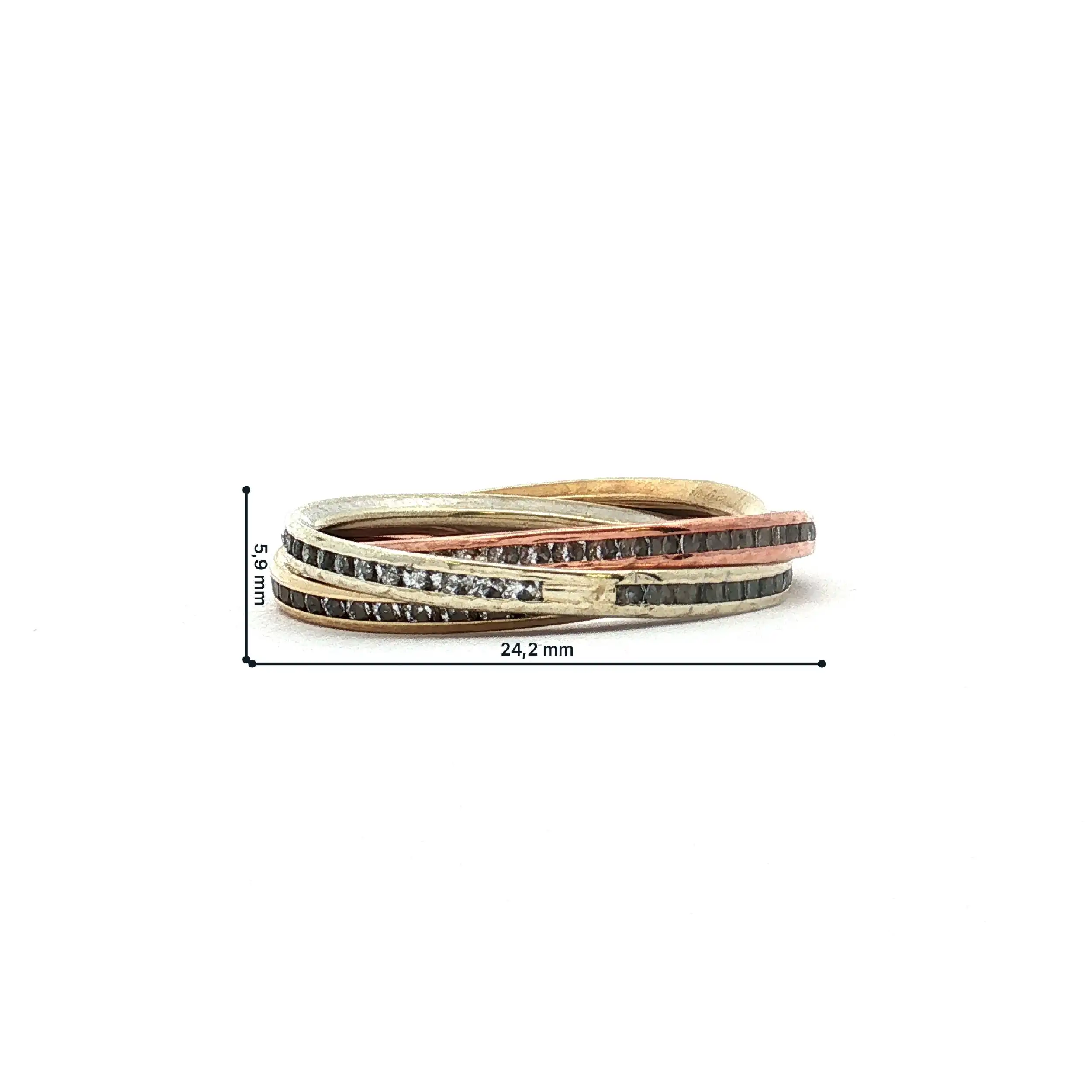 Rollring Tricolor mit Zirkonia
