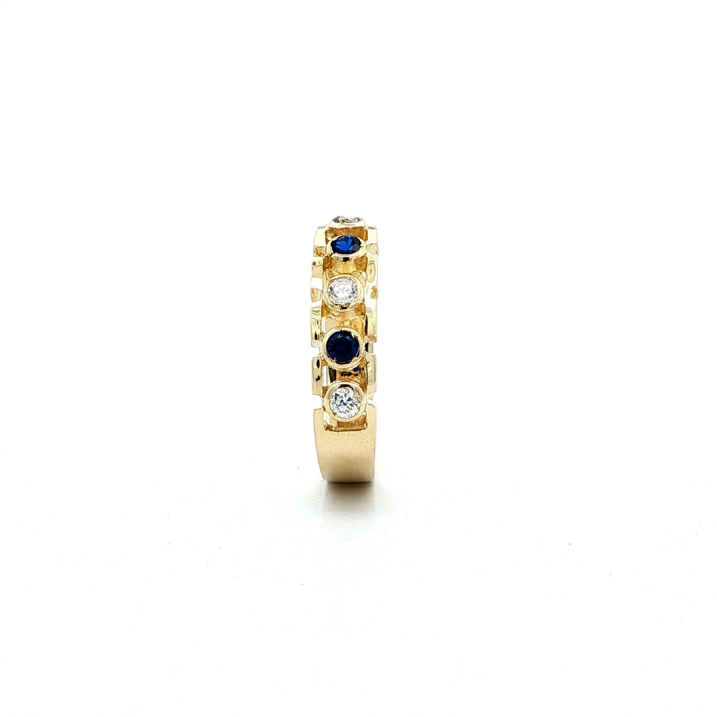 Ring Gelbgold mit blauen Farbsteinen & Zirkonia