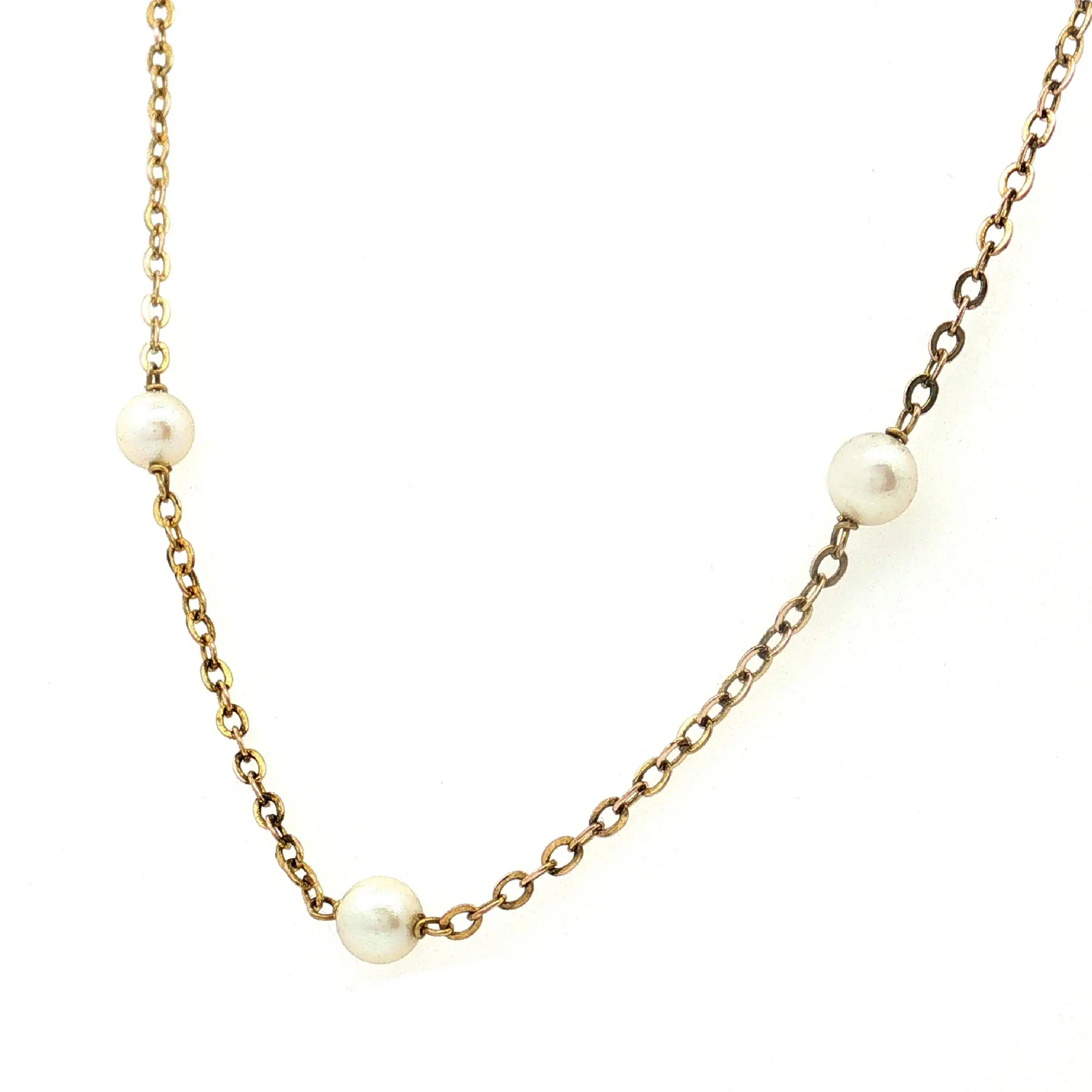 Ankerkette Gelbgold mit Perlen