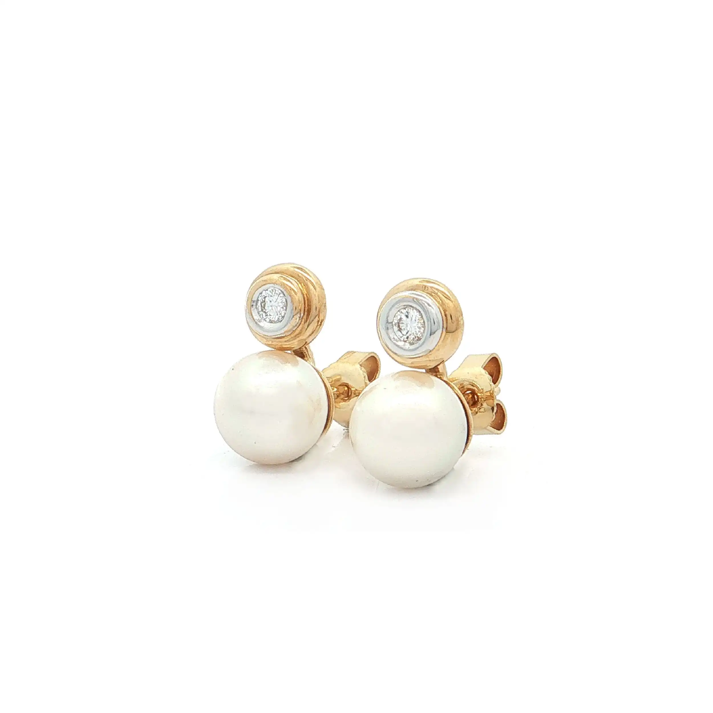 Ohrstecker Bicolor mit Perlen und Brillanten Ohrstecker Bicolor mit Perlen und Brillanten