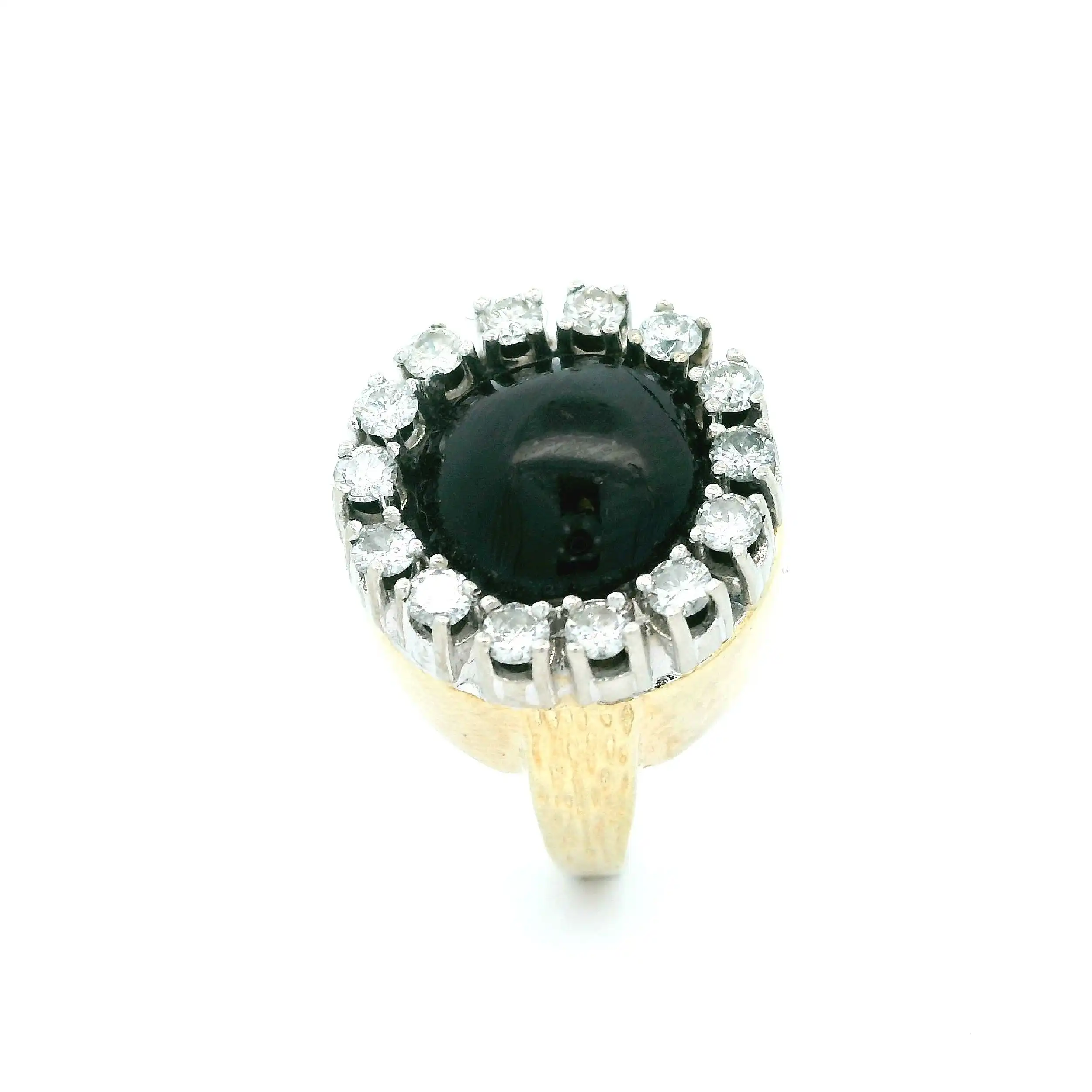 Ring Bicolor mit Onyx Cabochon und Brillanten