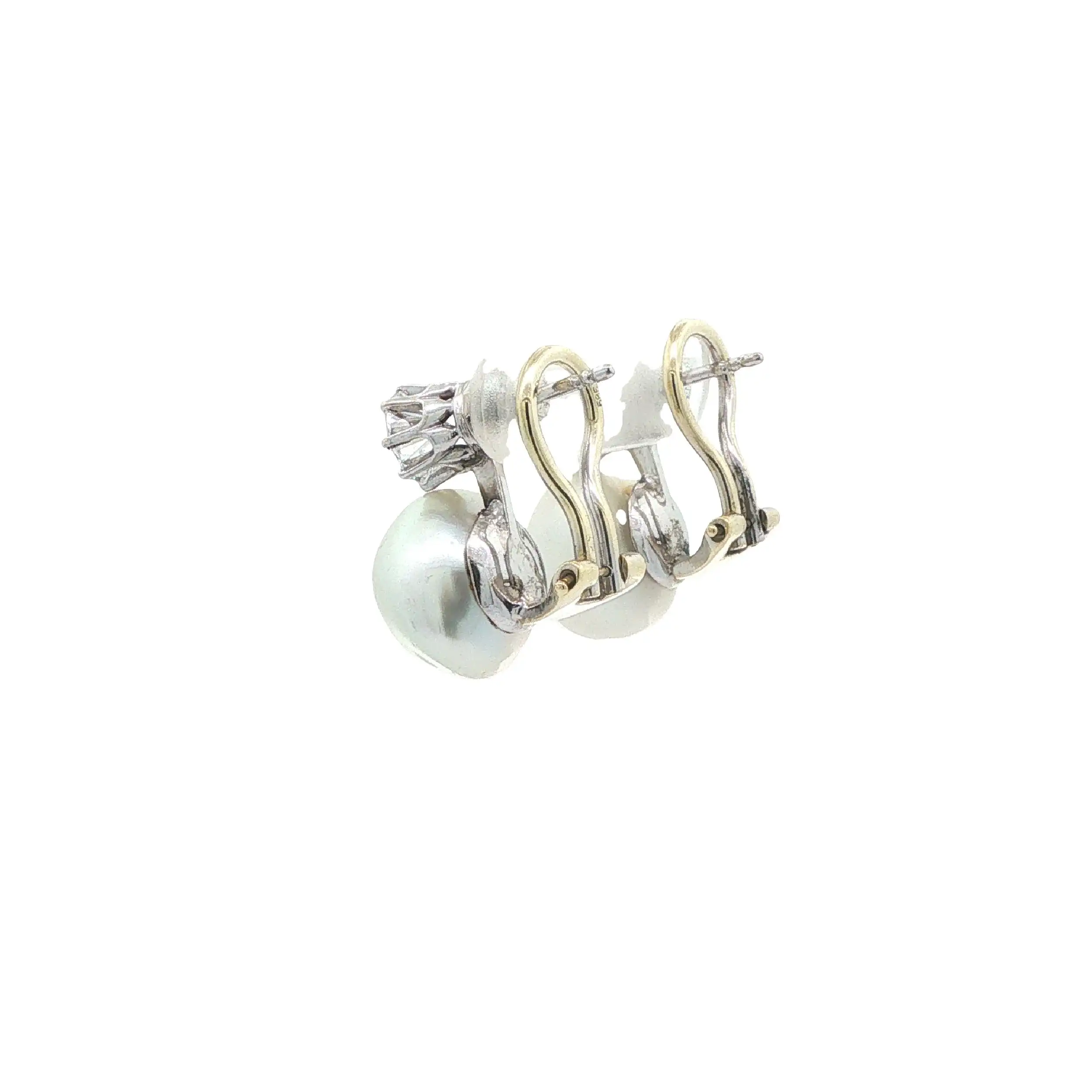 Ohrstecker/Clips Weißgold mit Naturpelen & Brillanten Ohrstecker/Clips Weißgold mit Naturpelen & Brillanten