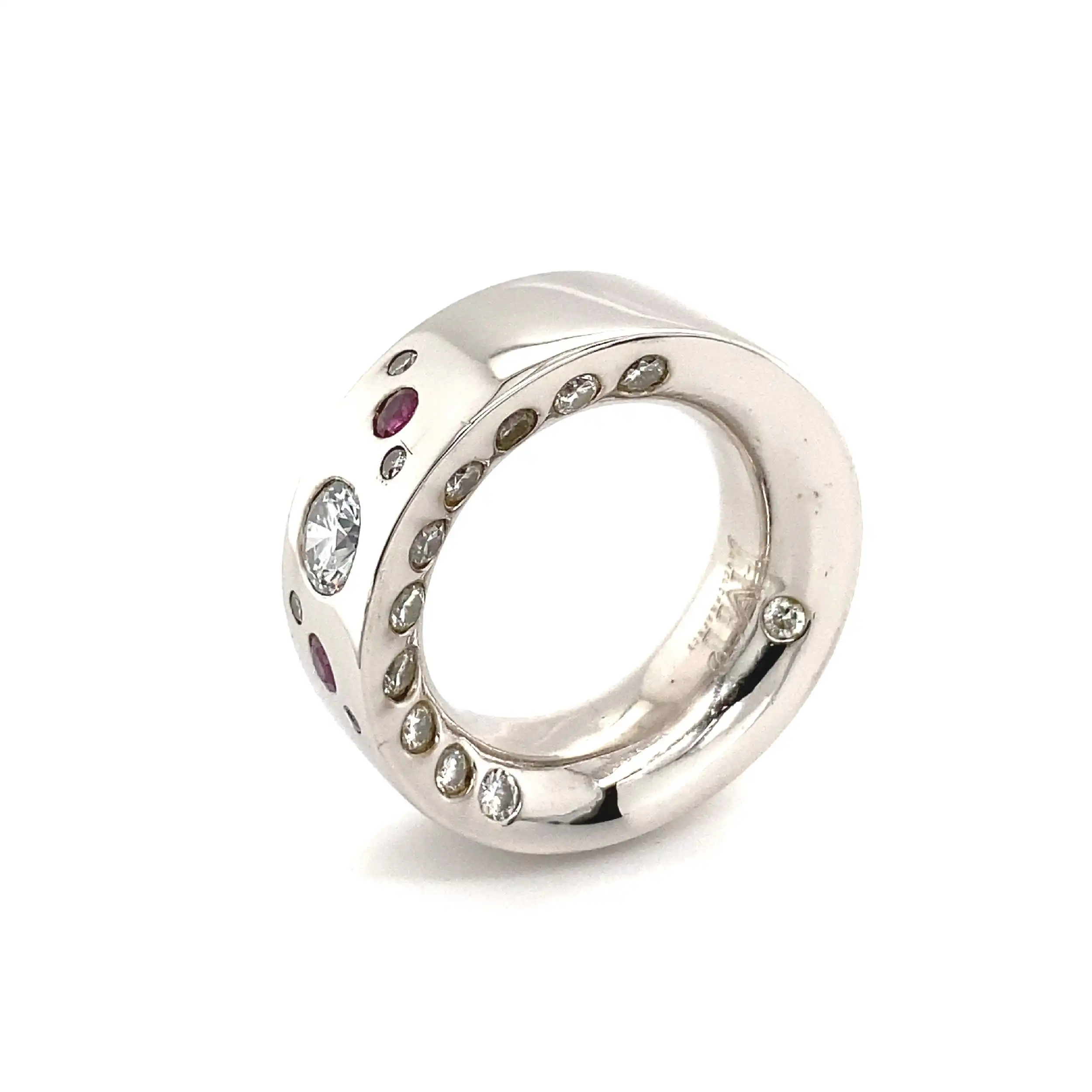 Ring Weißgold massiv mit Rubinen & Brillanten