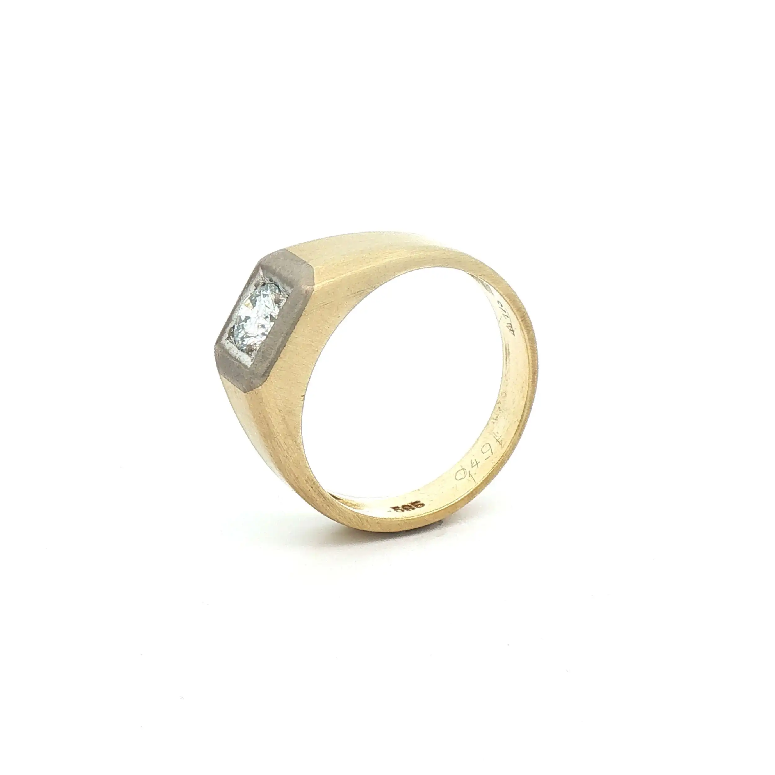 Ring Gelbgold mit Brillant, graviert mit 0,49ct