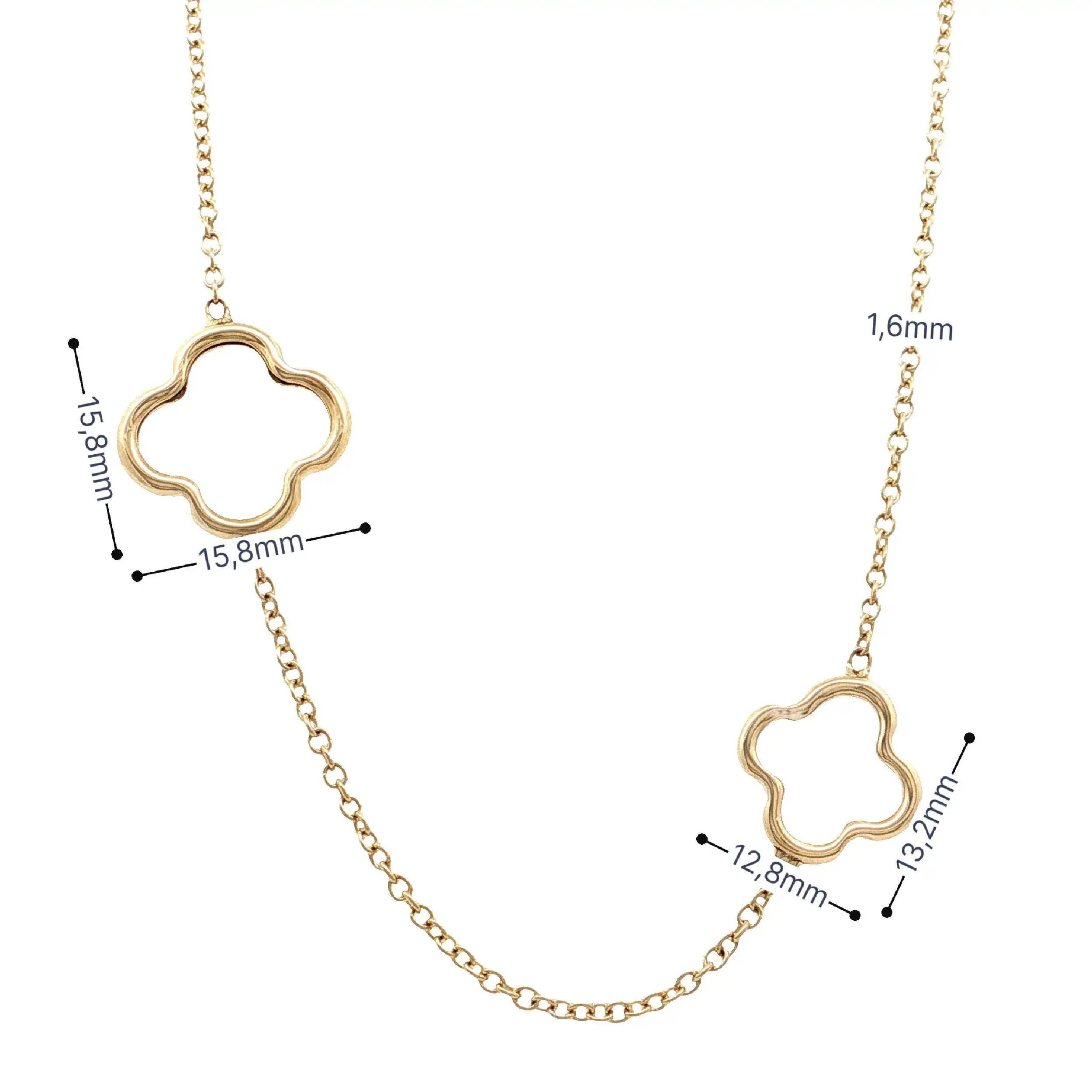 Ankercollier Gelbgold mit Blumenelementen
