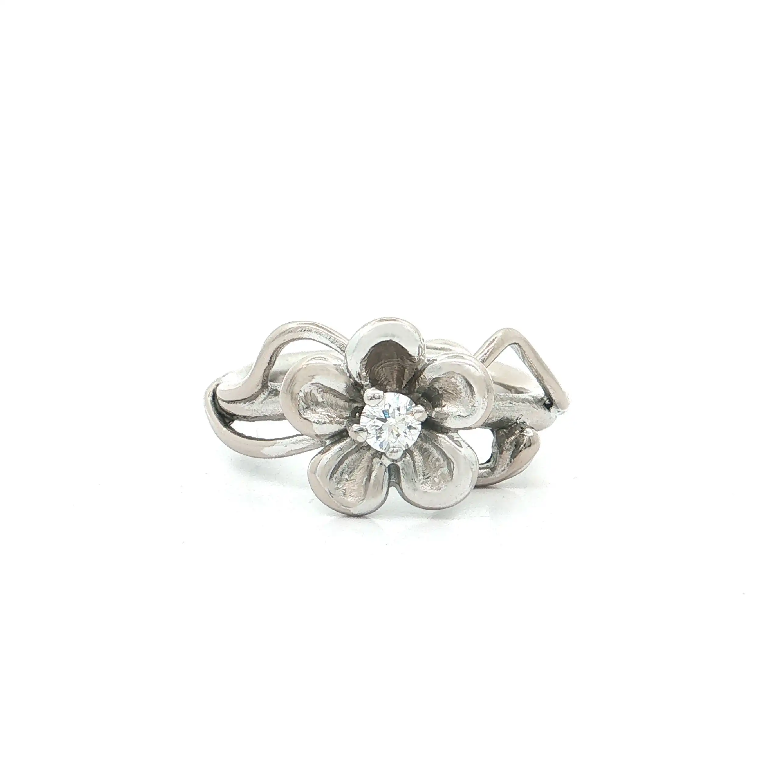Ring Weißgold mit Brillant "Blume"