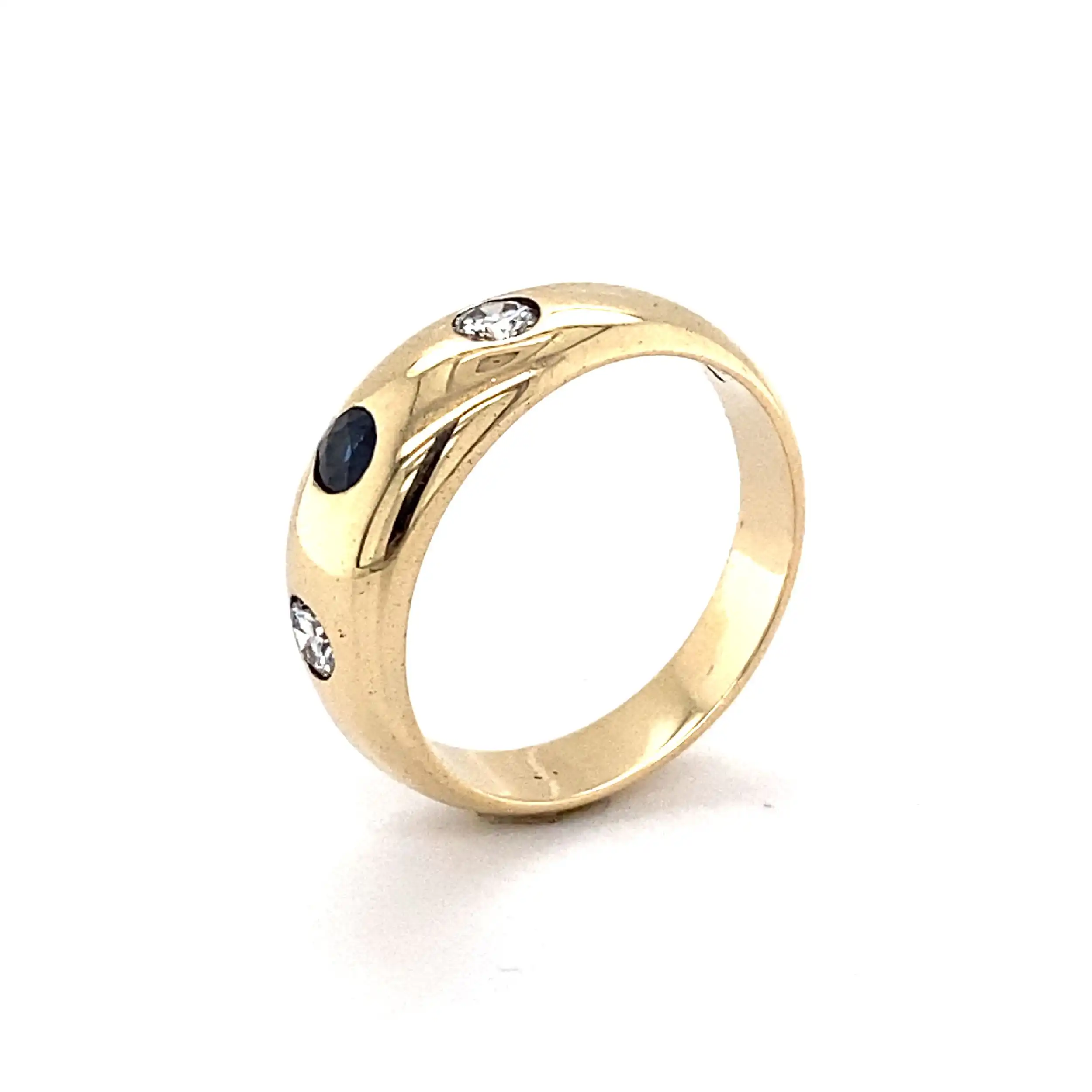 Ring Gelbgold mit Brillanten und blauem Farbstein Ring Gelbgold mit Brillanten und blauem Farbstein
