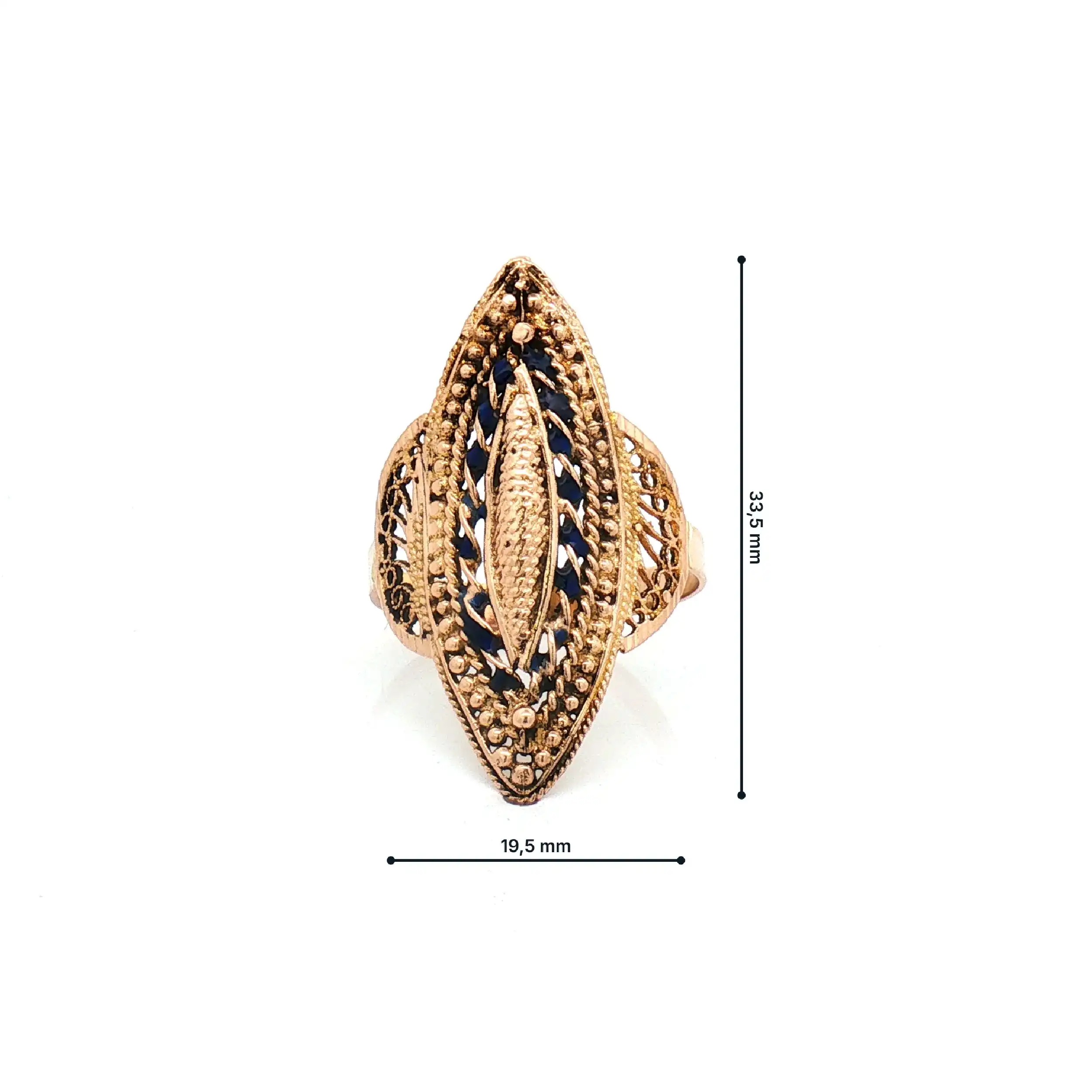 Ring Gelbgold mit blauer Auflage