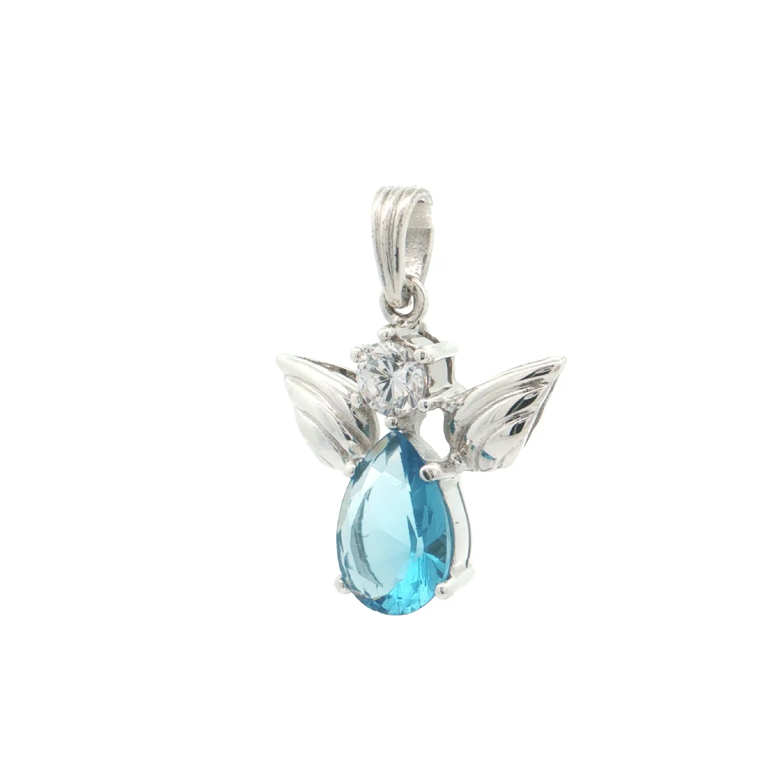 Anhänger Silber "Engelchen" mit Zirkonia und blauem Glasstein