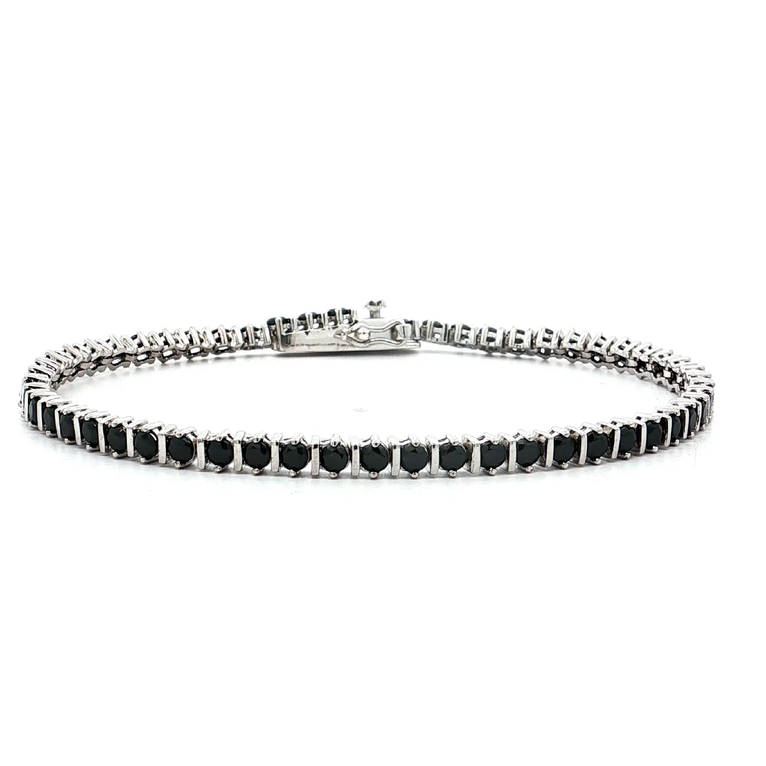 Tennisarmband Silber mit schwarzen Farbsteinen