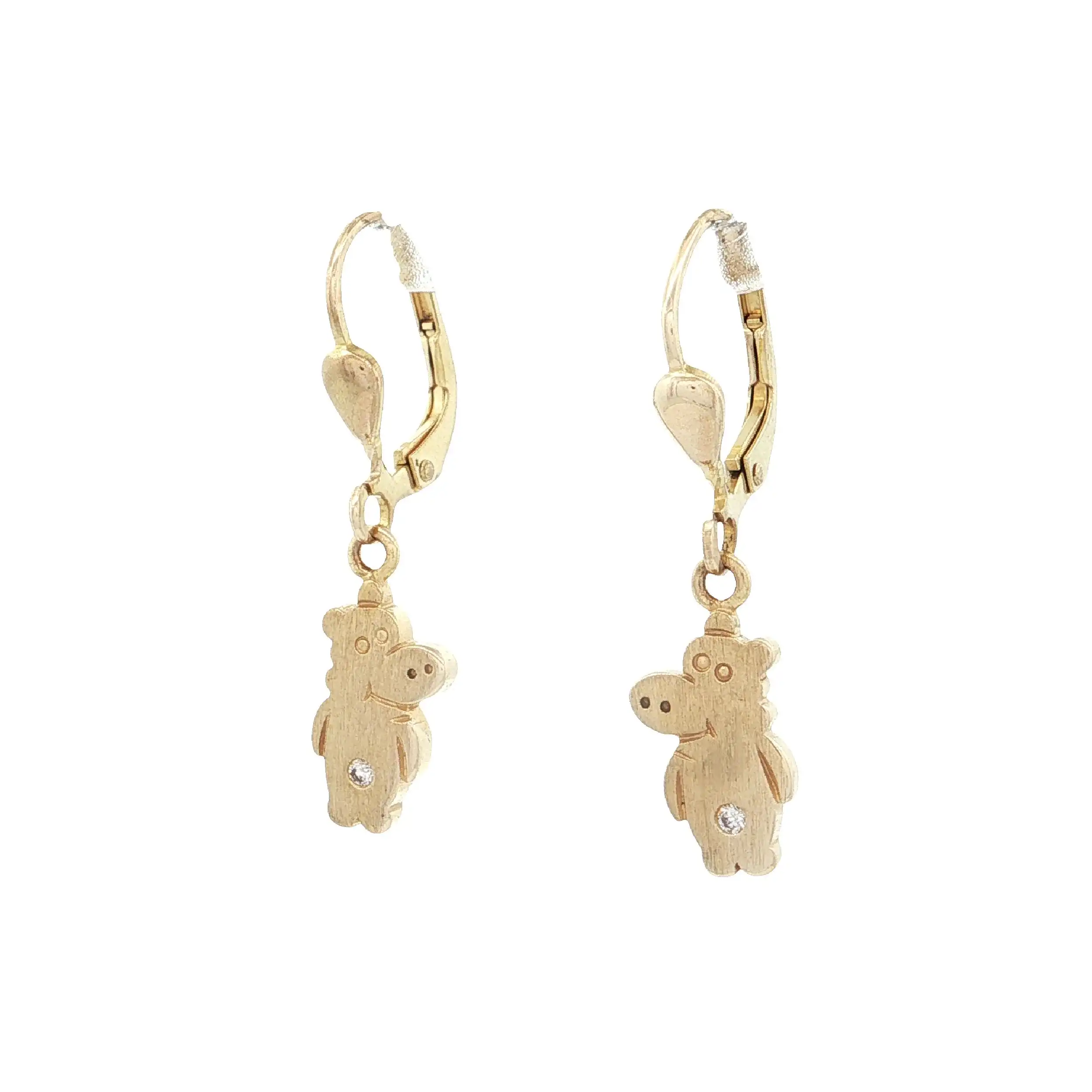 Ohrhänger Gelbgold "Hippo" mit Zirkonia