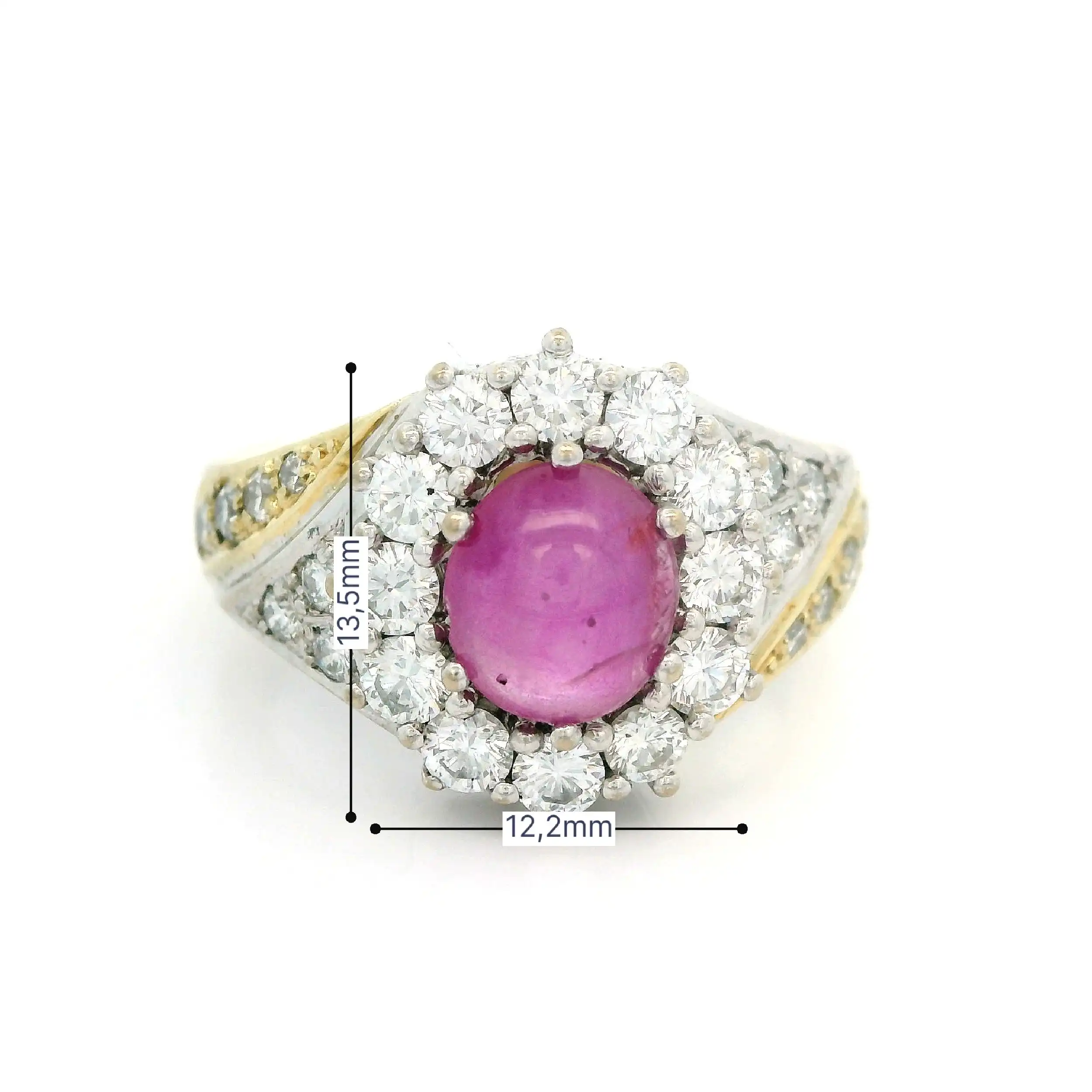 Ring Bicolor mit Brillanten und Cabochon Farbstein