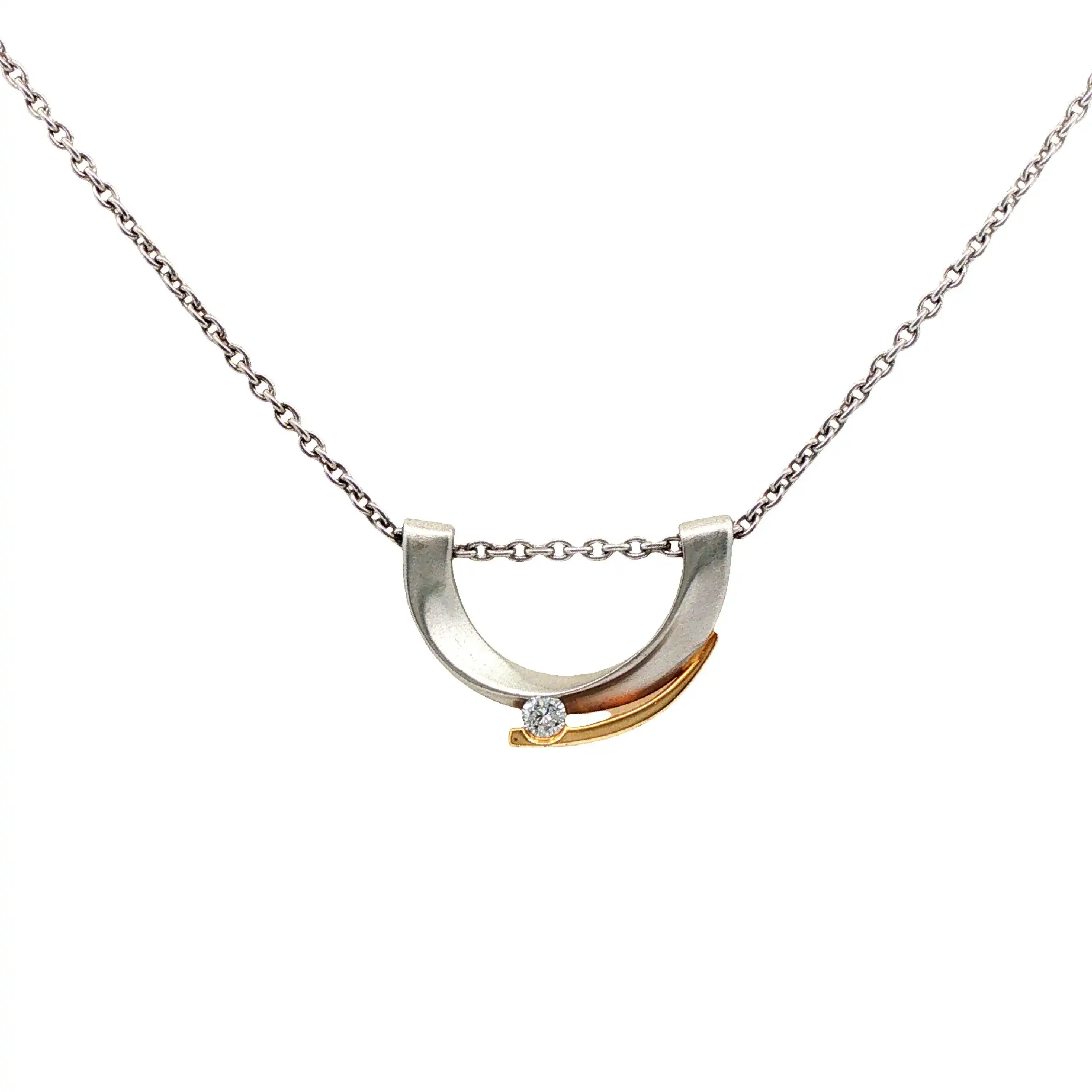 Collier Platin mit Anhänger Bicolor mit Brillanten