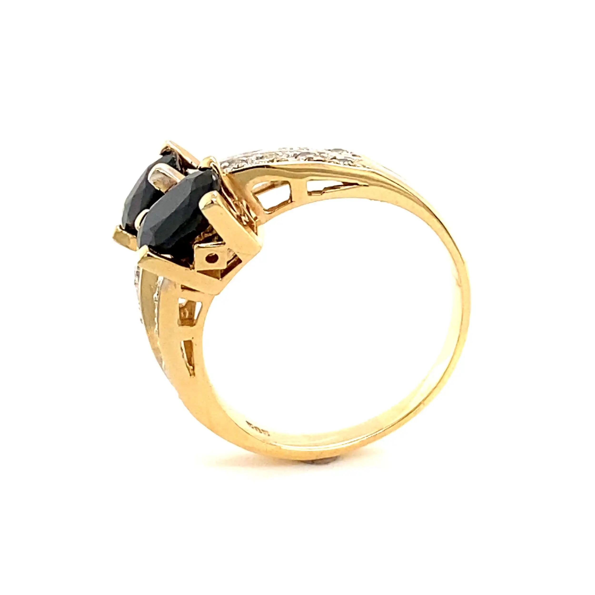 Ring Gelbgold mit blauen Farbsteinen & Brillanten