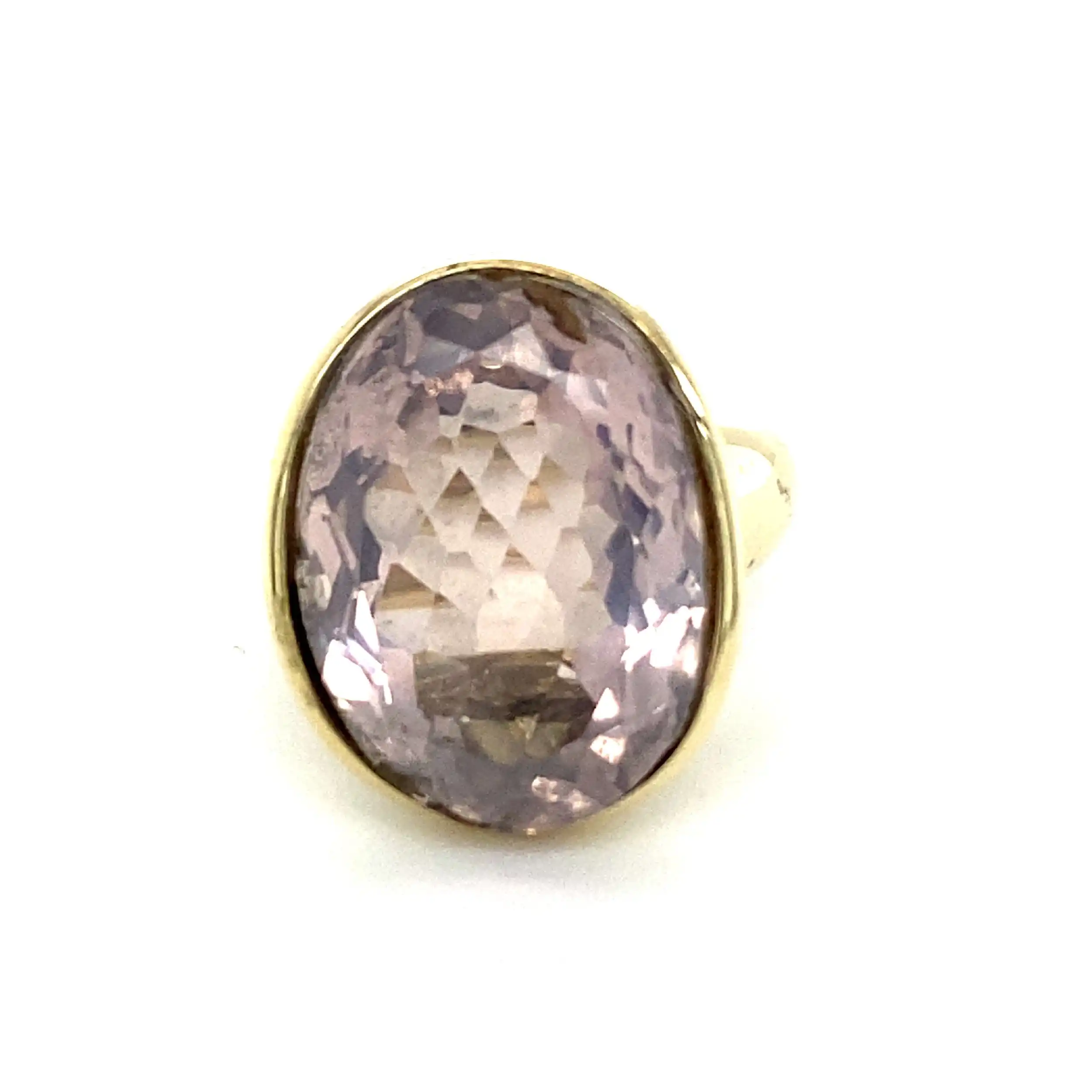 Ring Gelbgold mit rosa Quarz
